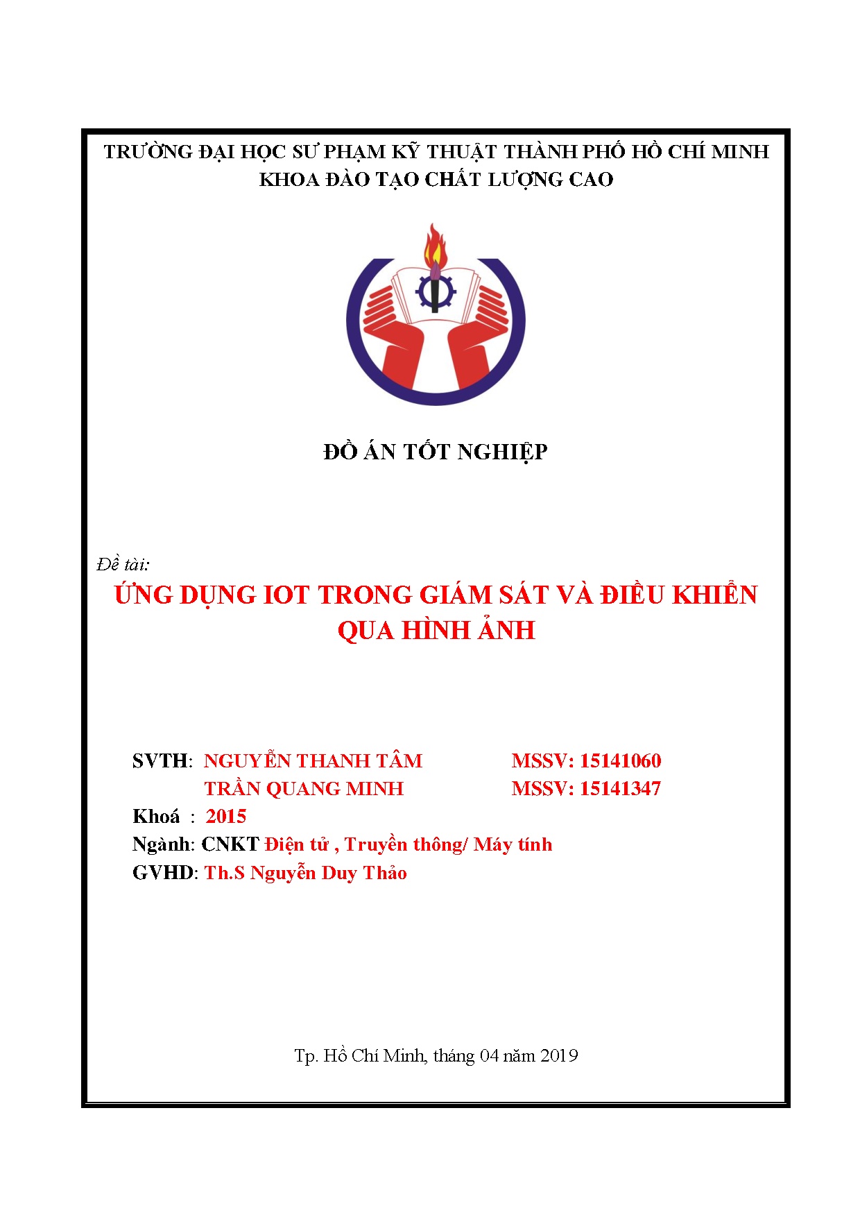 Đồ án tốt nghiệp - Ứng dụng Iot trong giám sát và điều khiển qua hình ảnh