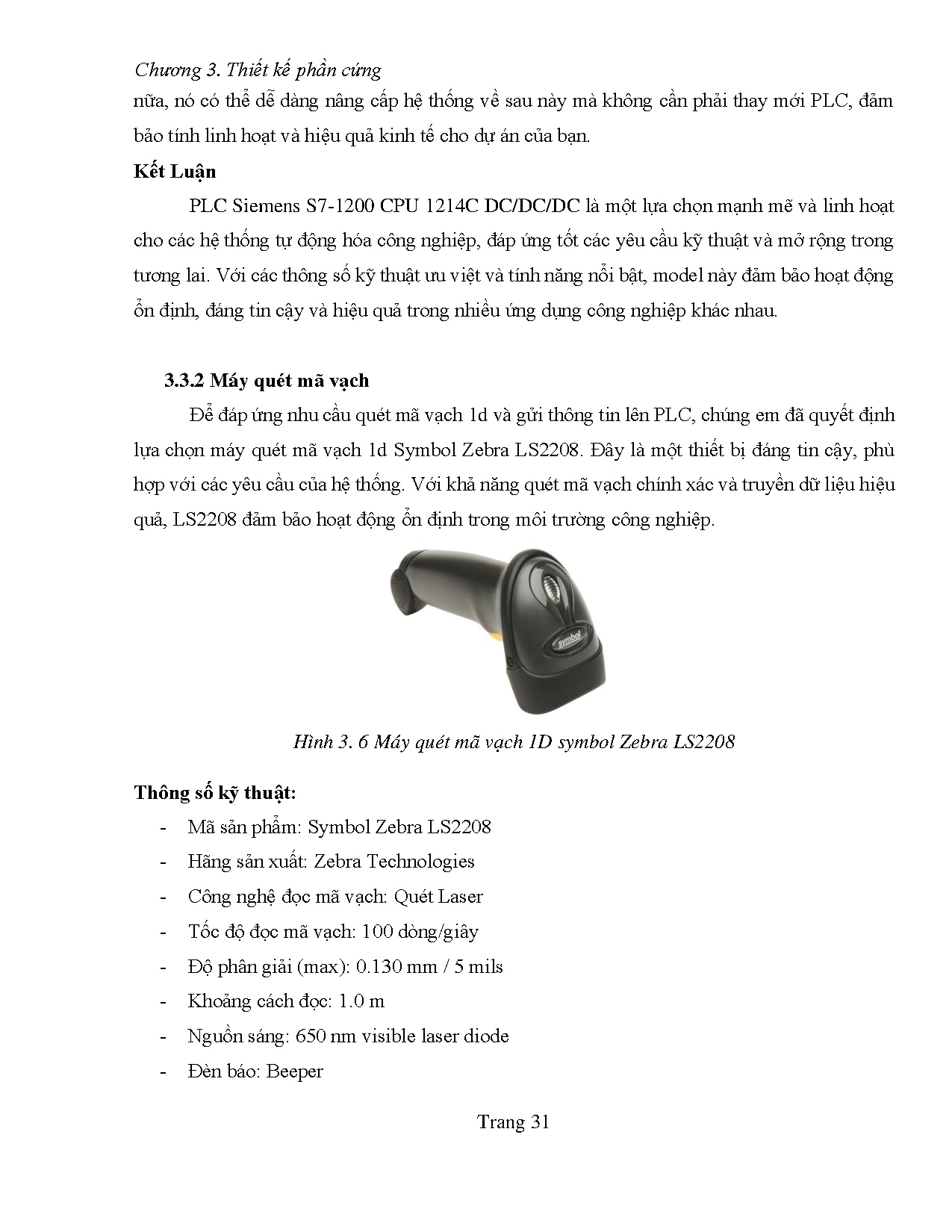 Đồ án tốt nghiệp - Thiết kế và thi công mô hình phân loại và lưu kho sản phẩm - Trang 44