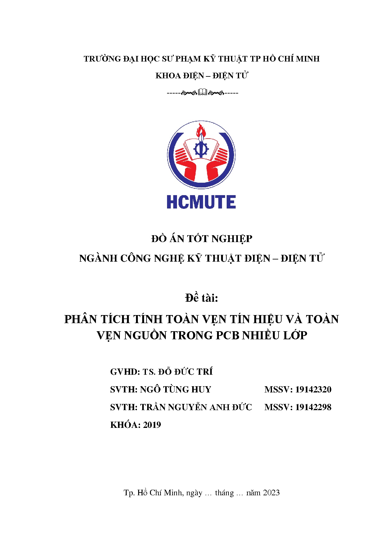 Đồ án tốt nghiệp - Phân tích tính toàn vẹn tín hiệu và toàn vẹn nguồn trong PCB nhiều lớp