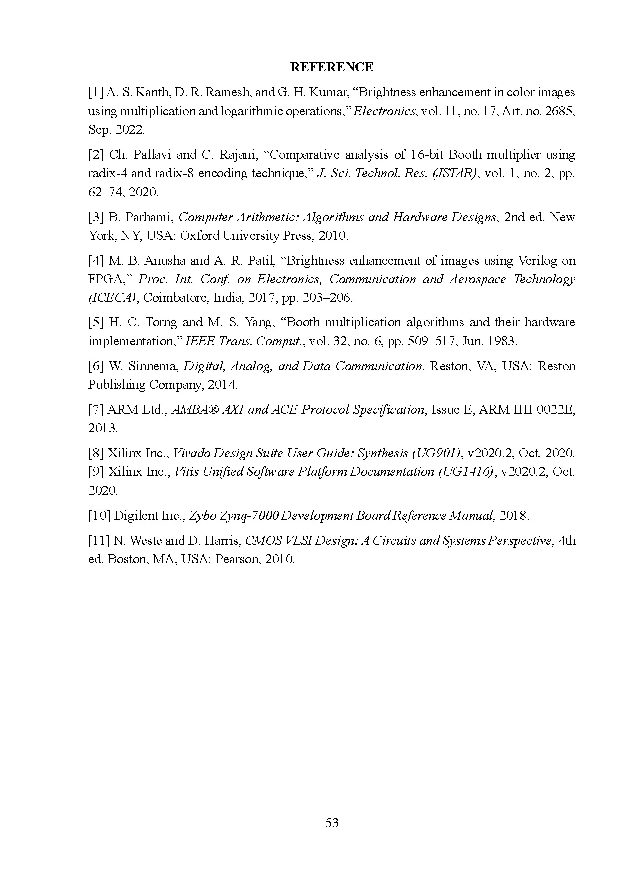 Đồ án tốt nghiệp - Fpga-based real-time brightness enhancement of color images using booth RMA - Trang 66