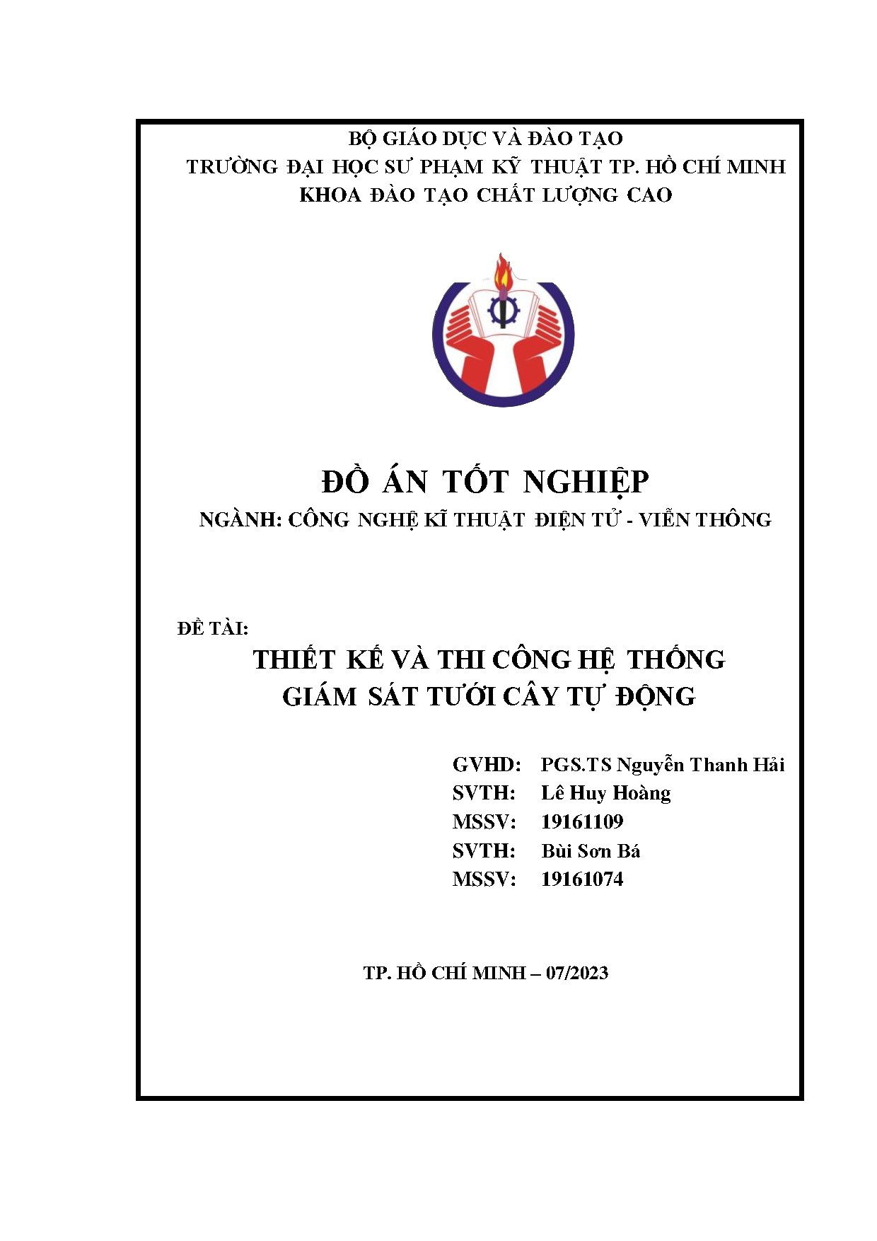 Đồ án tốt nghiệp - Thiết kế và thi công hệ thống giám sát tưới cây tự động