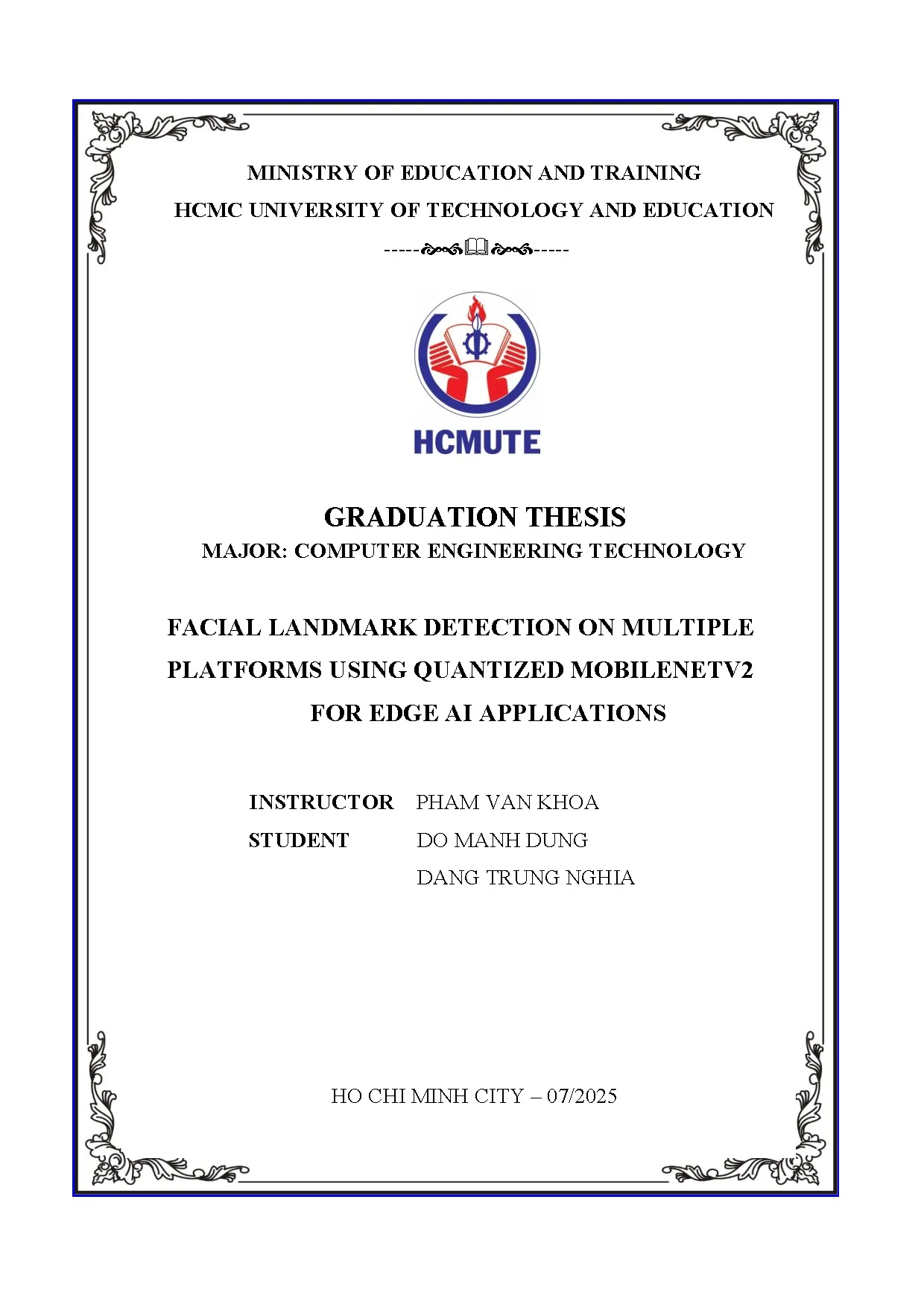 Đồ án tốt nghiệp - Facial landmark detection on multiple platforms using quantized mobilenetv2 FEAA