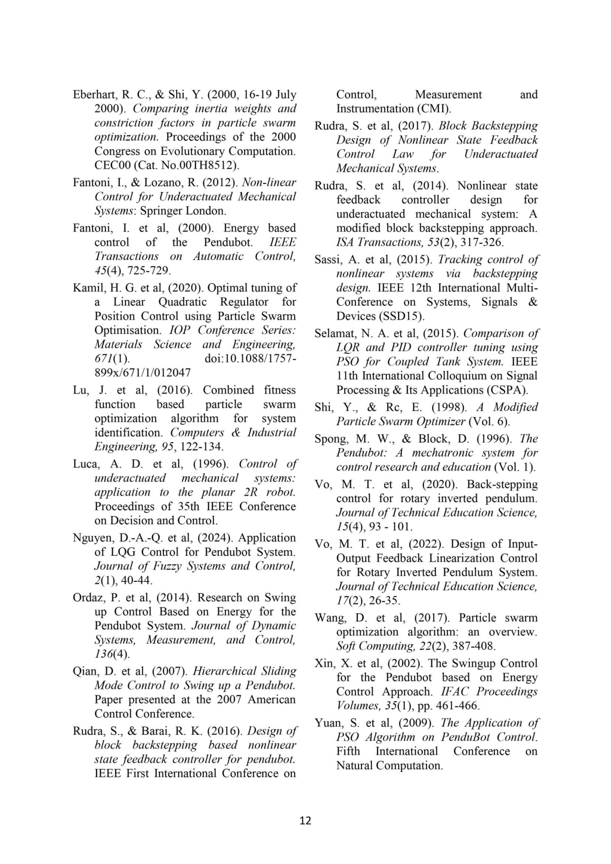 Đồ án tốt nghiệp - Tối ưu hóa điều khiển tuyến tính và phi tuyến cho hệ Pendubot áp dụng giải TBĐTM - Trang 211