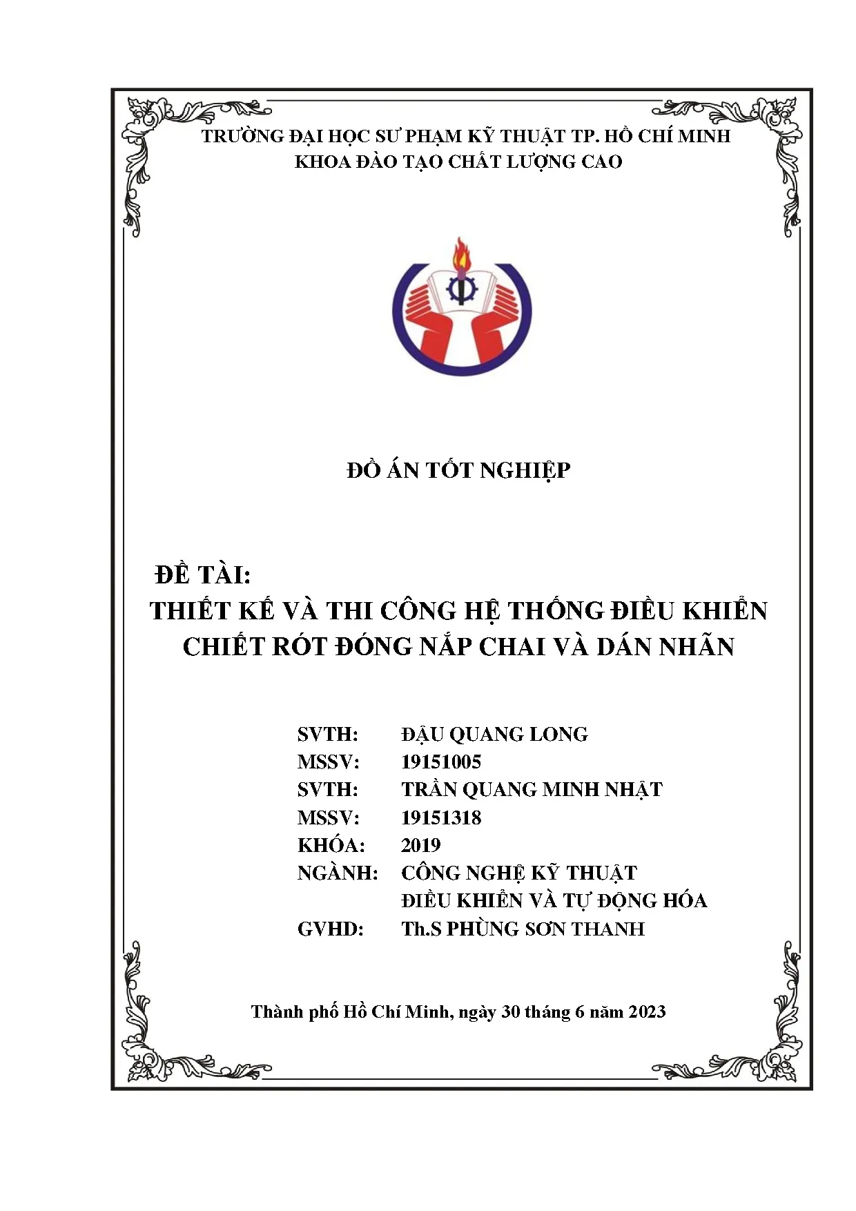 Đồ án tốt nghiệp - Thiết kế và thi công hệ thống điều khiển chiết rót đóng nắp chai và dán nhãn