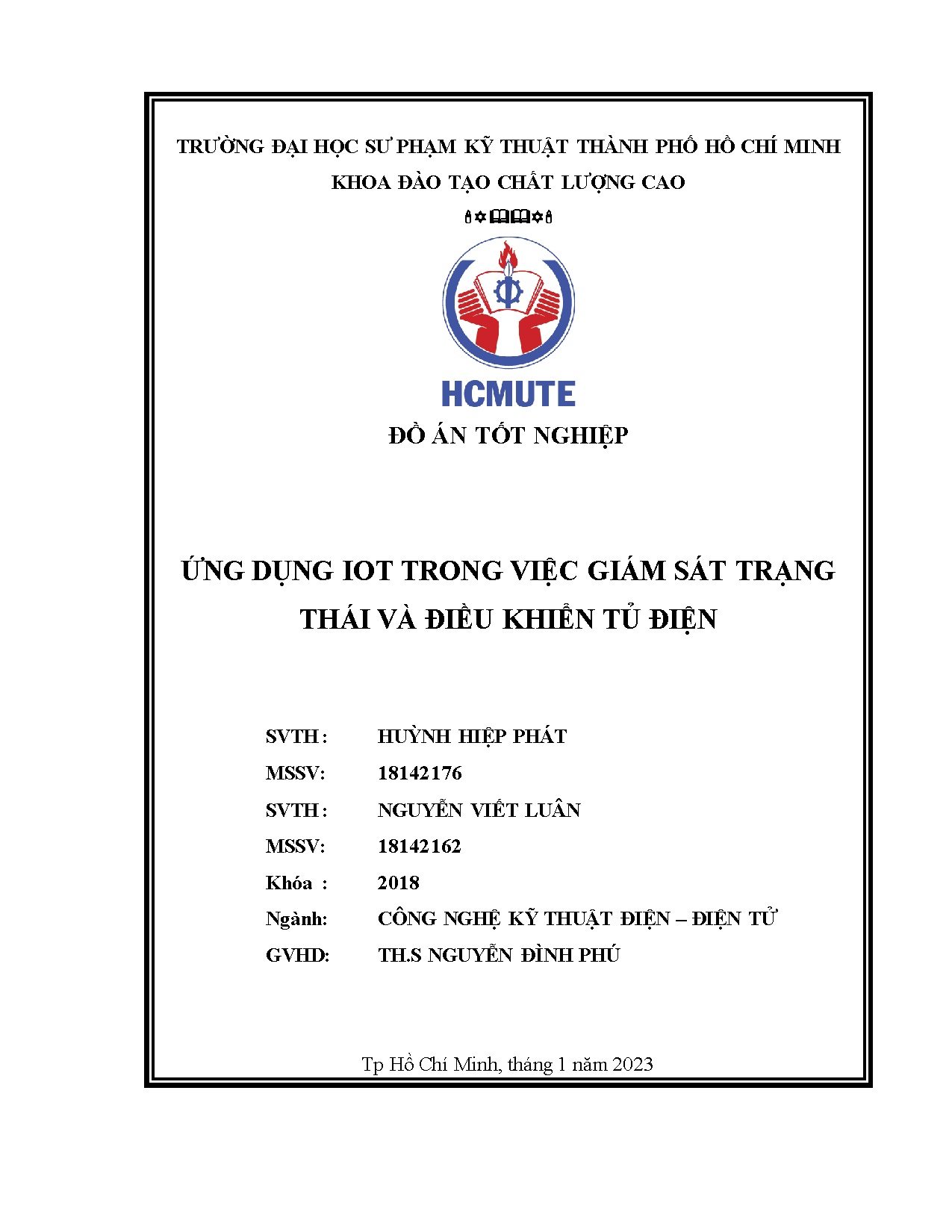 Đồ án tốt nghiệp - Ứng dụng Iot trong việc giám sát trạng thái và điều khiển tủ điện