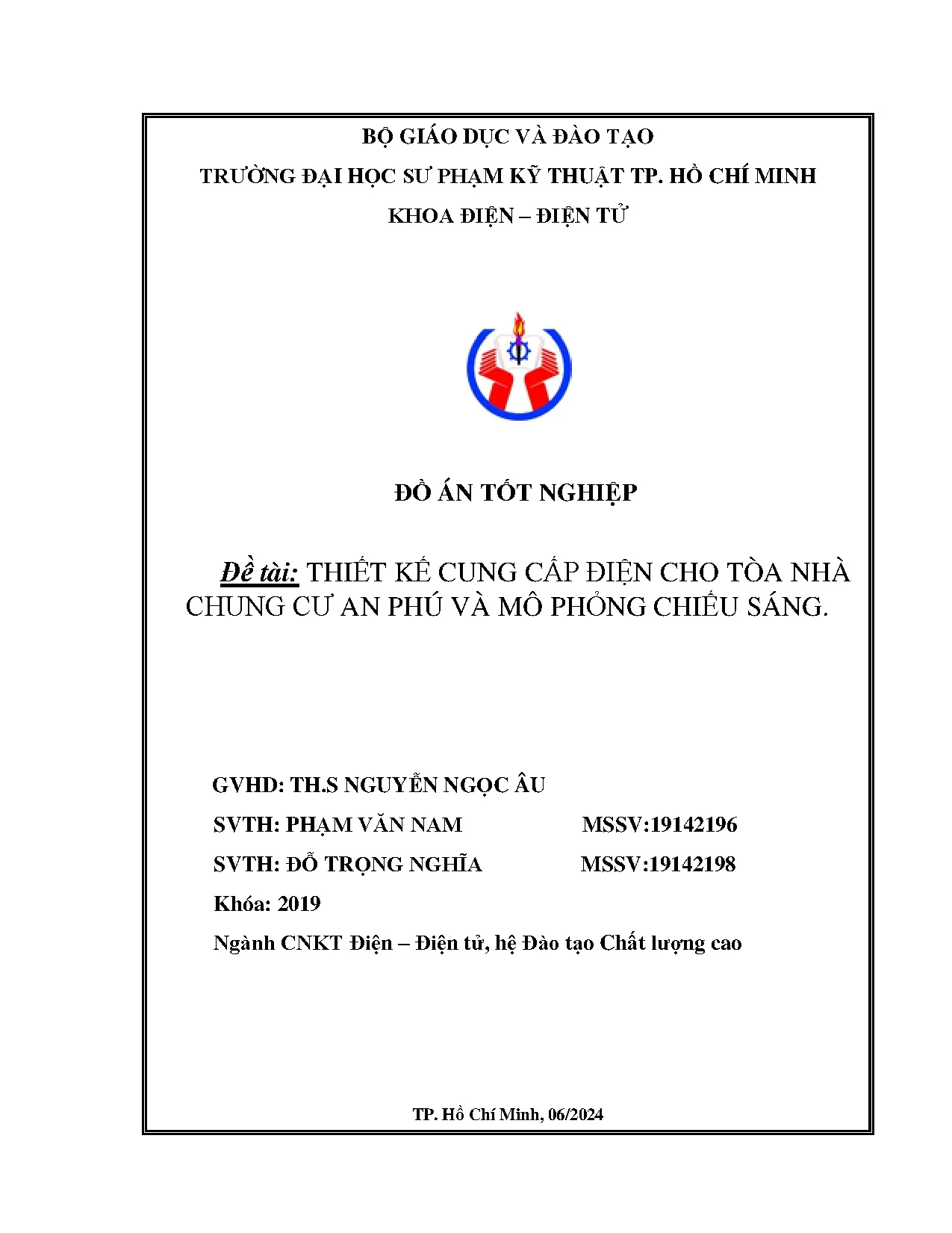 Đồ án tốt nghiệp - Thiết kế cung cấp điện cho tòa nhà chung cư An Phú và mô phỏng chiếu sáng