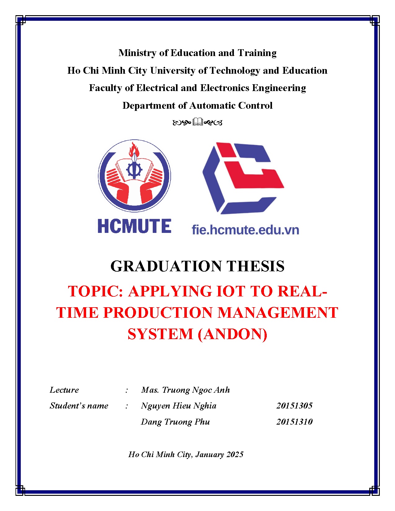 Đồ án tốt nghiệp - Applying Iot to real-time production management system (Andon)
