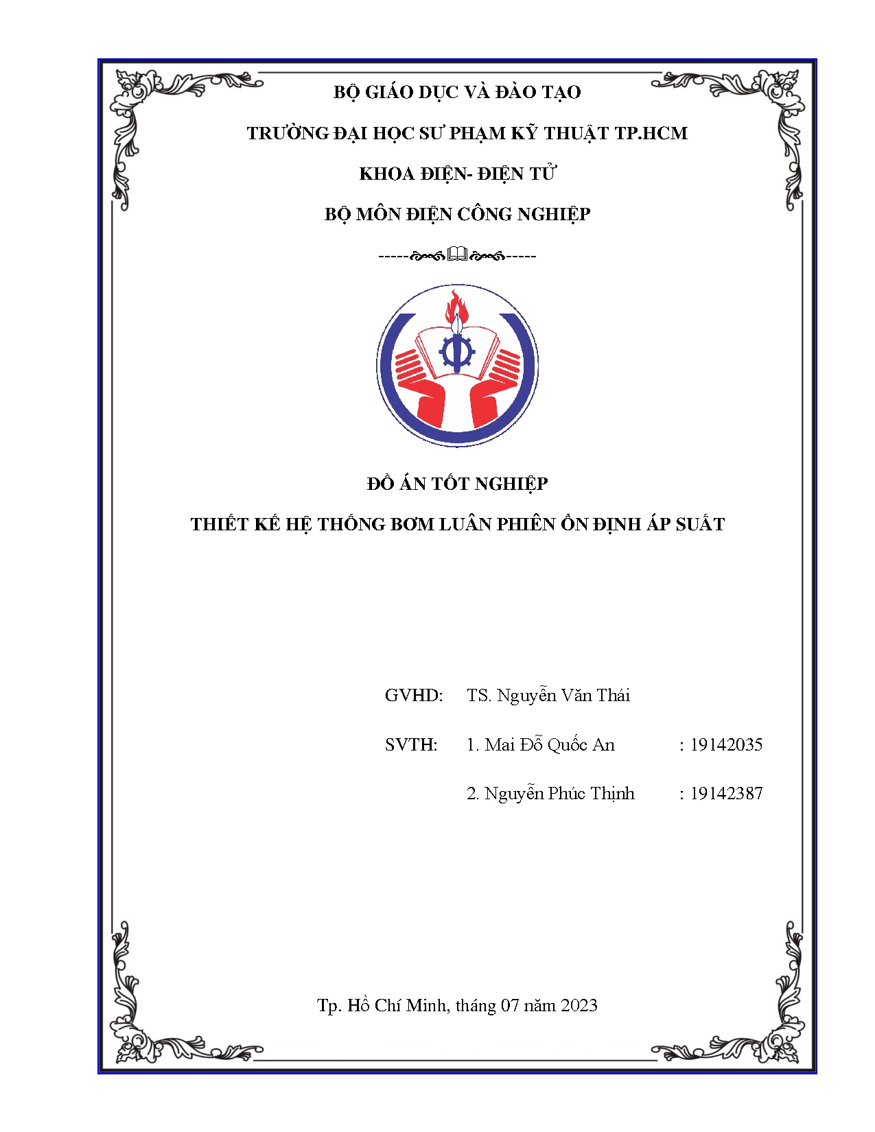 Đồ án tốt nghiệp - Thiết kế hệ thống bơm luân phiên ổn định áp suất