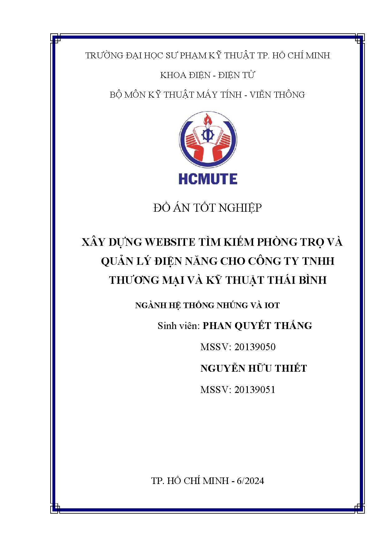 Đồ án tốt nghiệp - Xây dựng Website tìm kiếm phòng trọ và quản lý điện năng cho công ty TNHH TMVKTTB