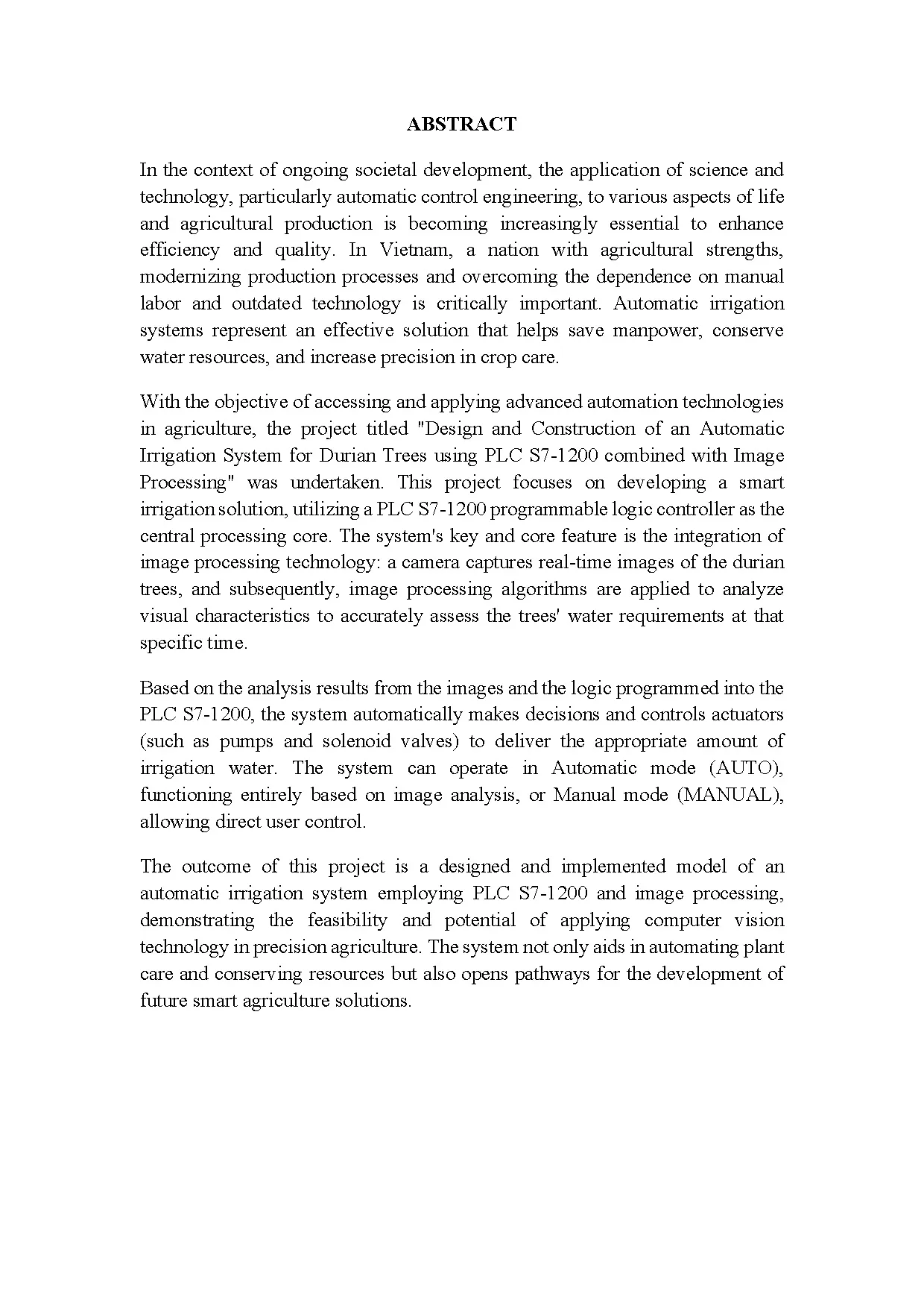Đồ án tốt nghiệp - Design and contruction of automatic watering model for durian trees using PCWIP - Trang 4