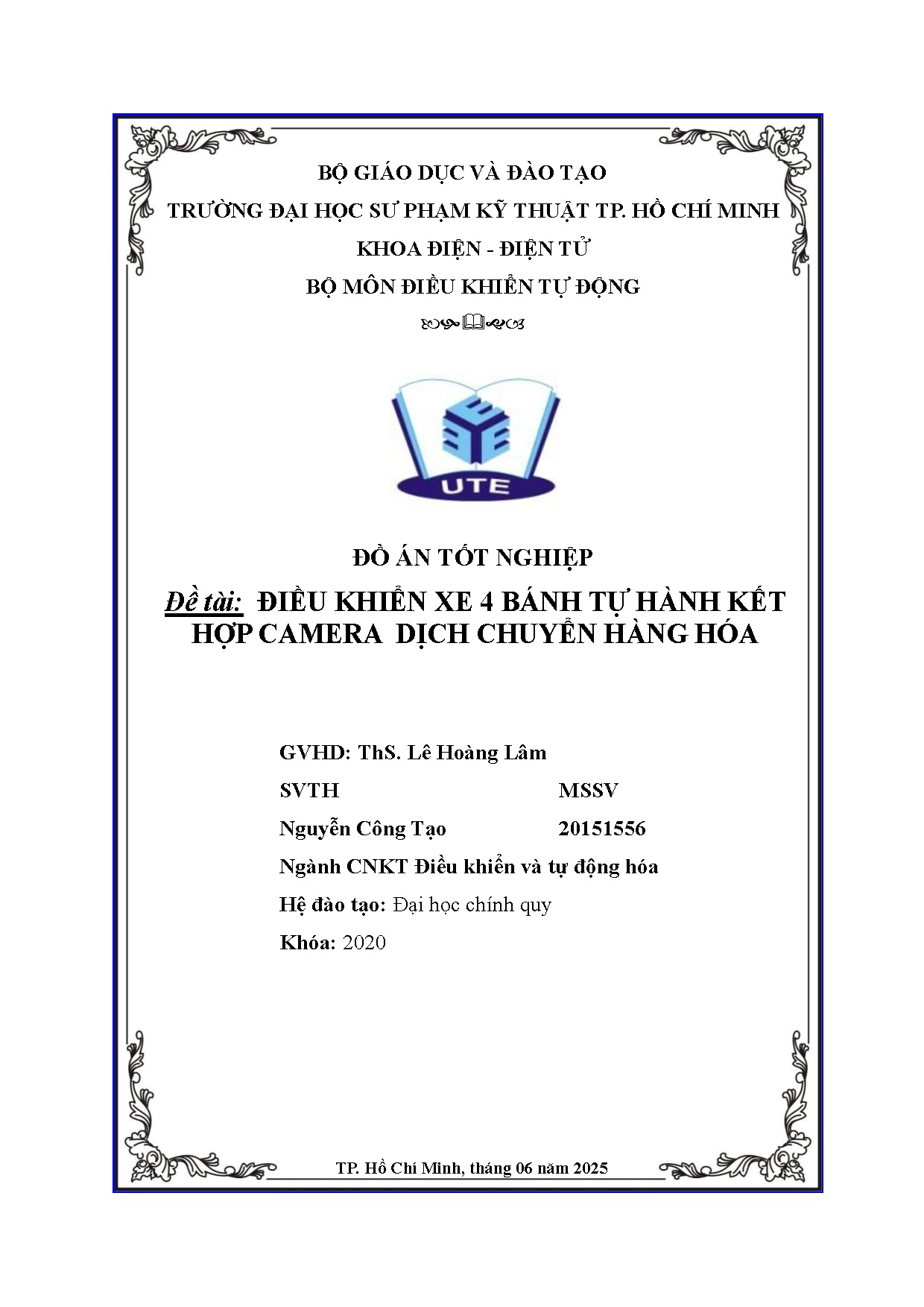 Đồ án tốt nghiệp - Điều khiển xe 4 bánh tự hành kết hợp camera dịch chuyển hàng hóa