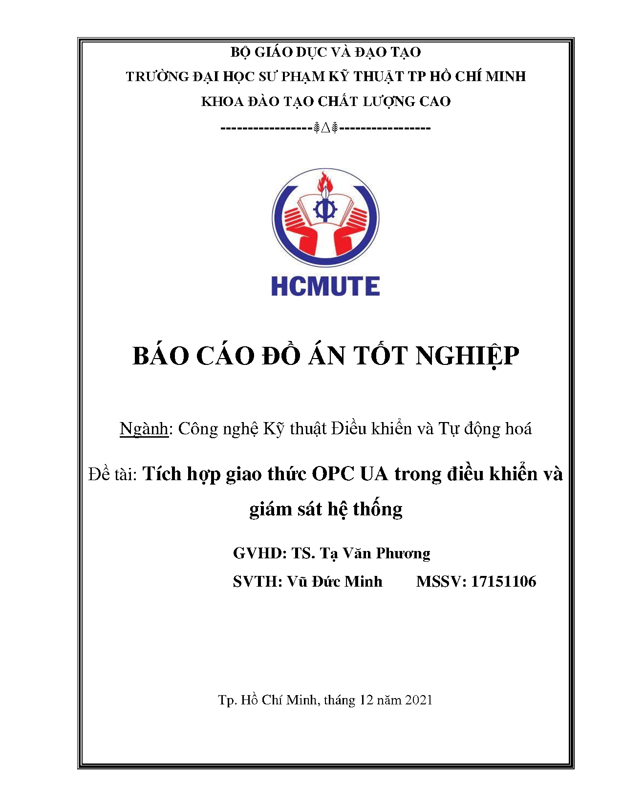 Đồ án tốt nghiệp - Tích hợp giao thức OPC UA trong điều khiển và giám sát hệ thống