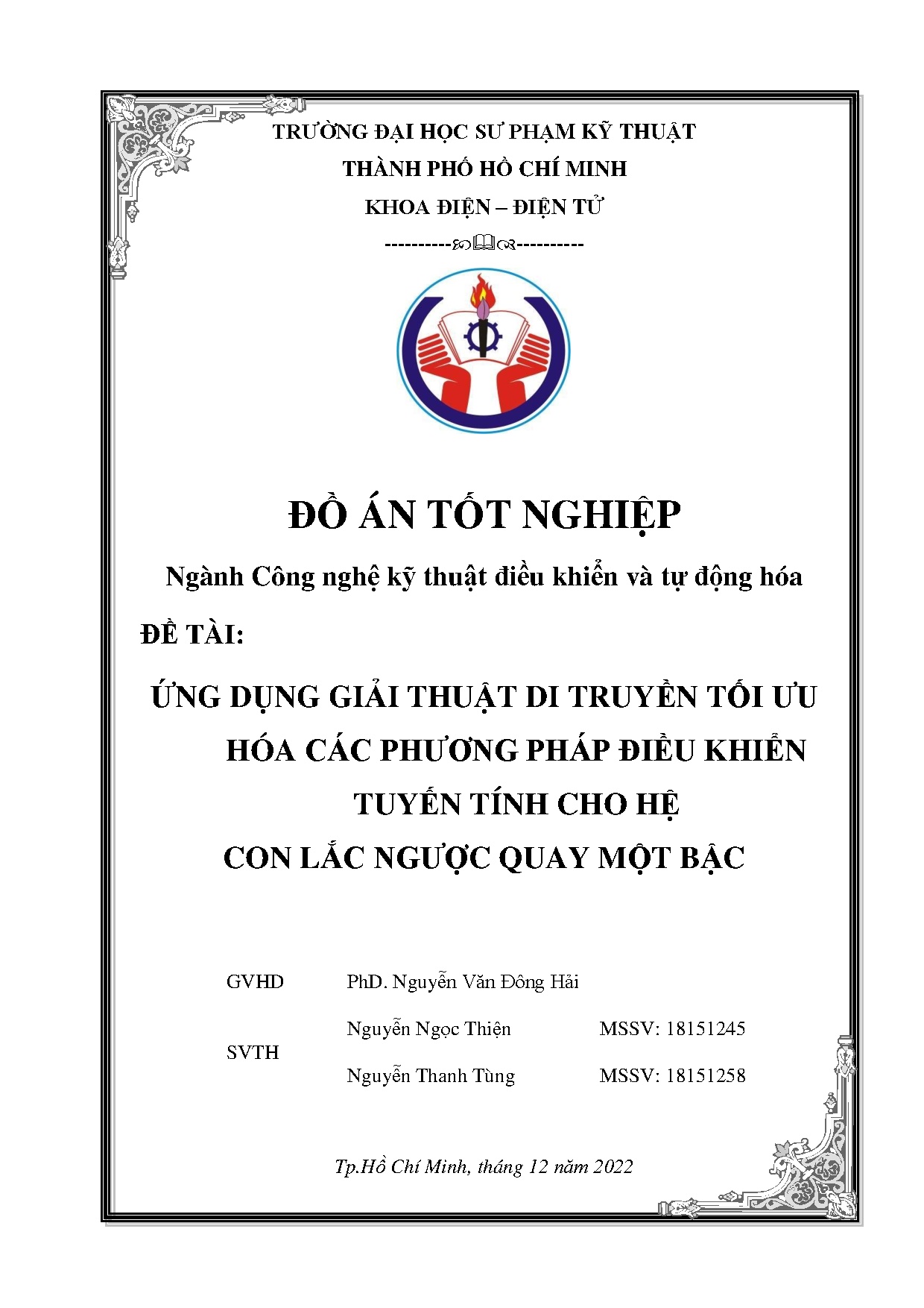 Đồ án tốt nghiệp - Ứng dụng giải thuật di truyền tối ưu hóa các phương pháp điều khiển TTCHCLNQMB