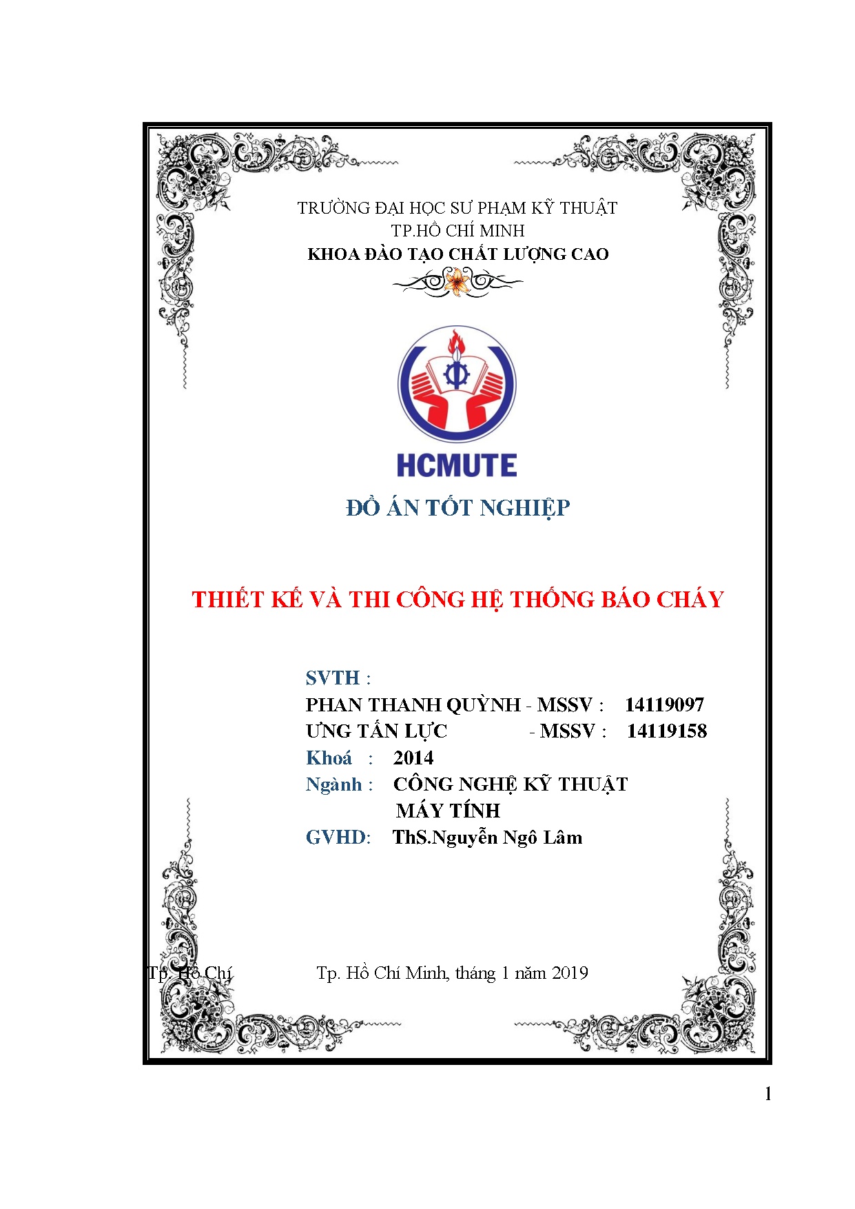 Đồ án tốt nghiệp - Thiết kế và thi công hệ thống báo cháy