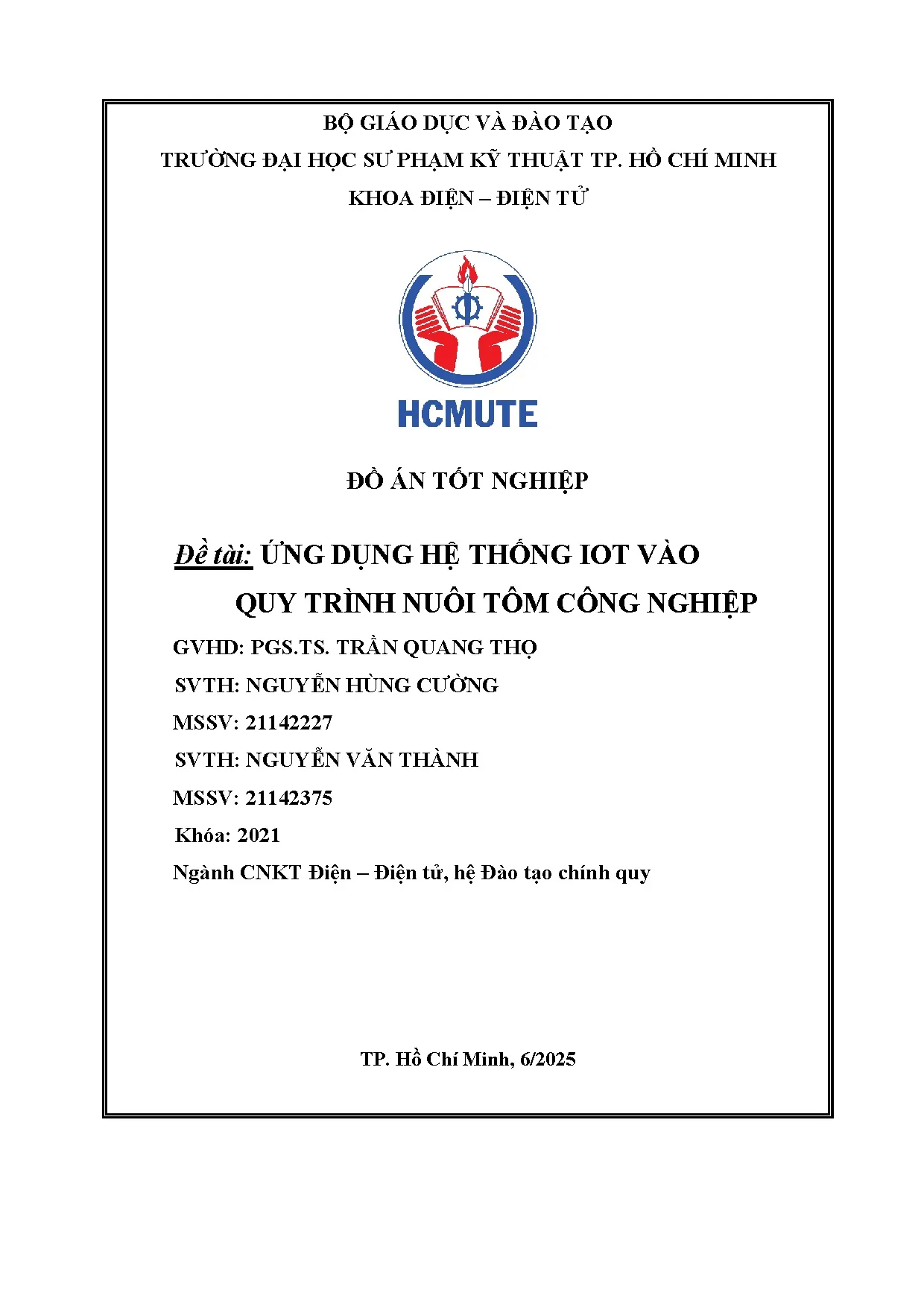 Đồ án tốt nghiệp - Ứng dụng hệ thống IOT vào quy trình nuôi tôm công nghiệp