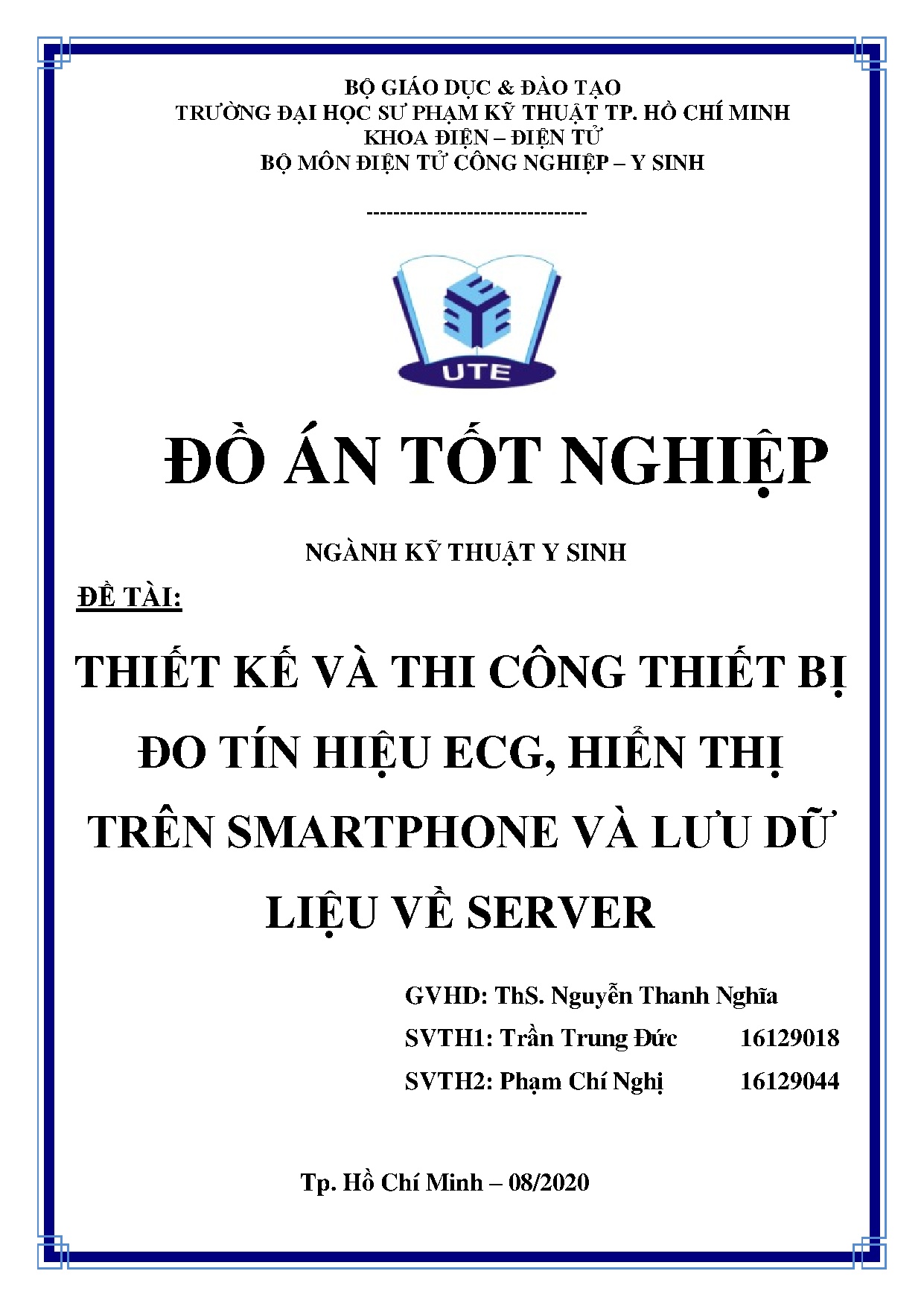 Đồ án tốt nghiệp - Thiết kế và thi công thiết bị đo tín hiệu ECG, hiển thị trên smartphone và LDLVS