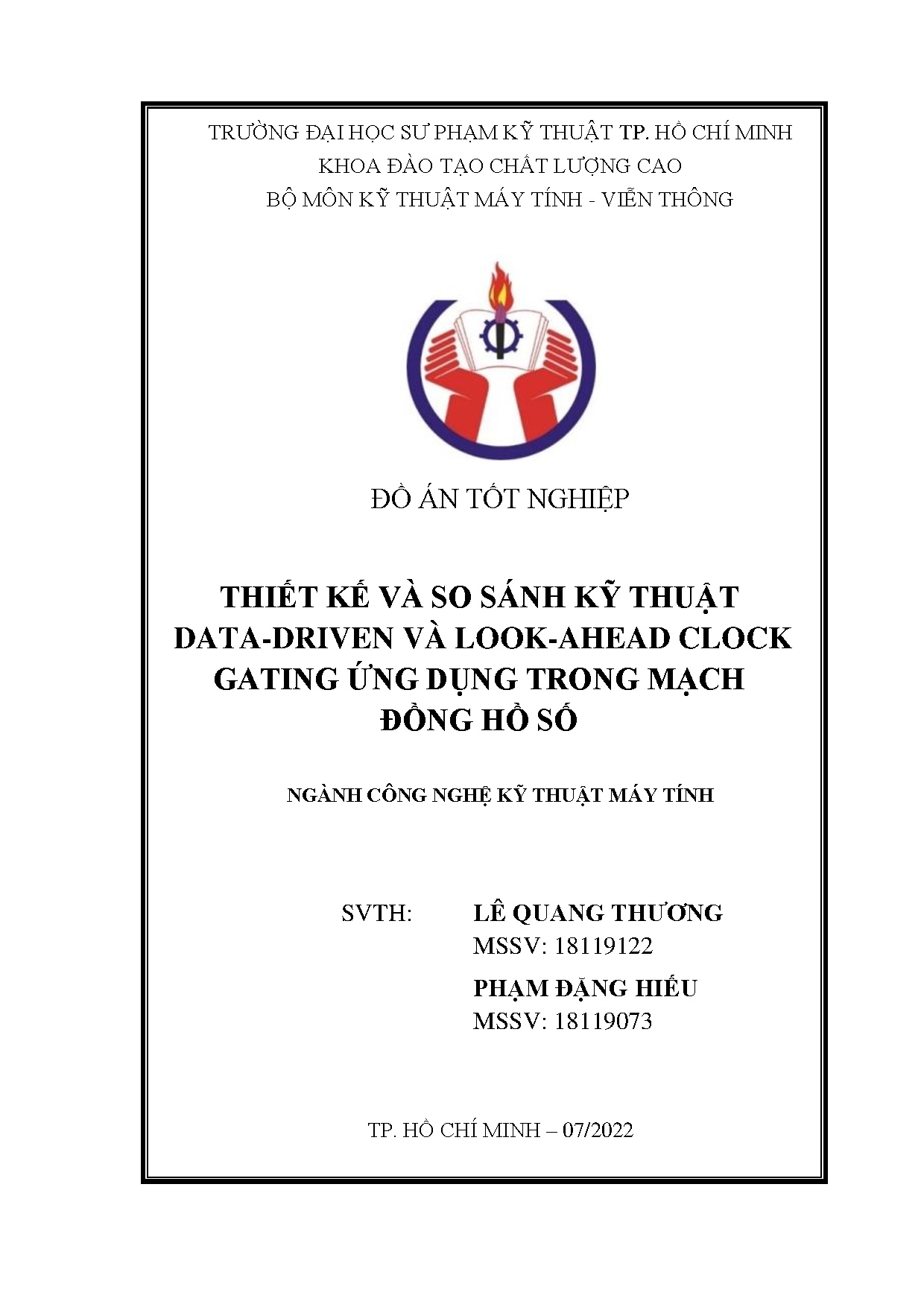 Đồ án tốt nghiệp - Thiết kế và so sánh kỹ thuật Data-Driven và Look-Ahead clock gating ứng DTMĐHS