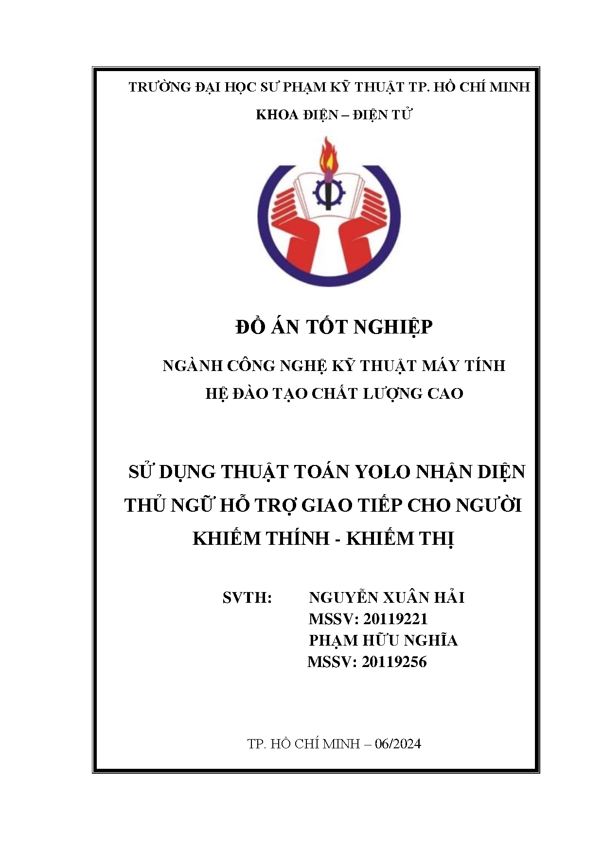 Đồ án tốt nghiệp - Sử dụng thuật toán yolo nhận diện thủ ngữ hỗ trợ giao tiếp cho người khiếm TKT