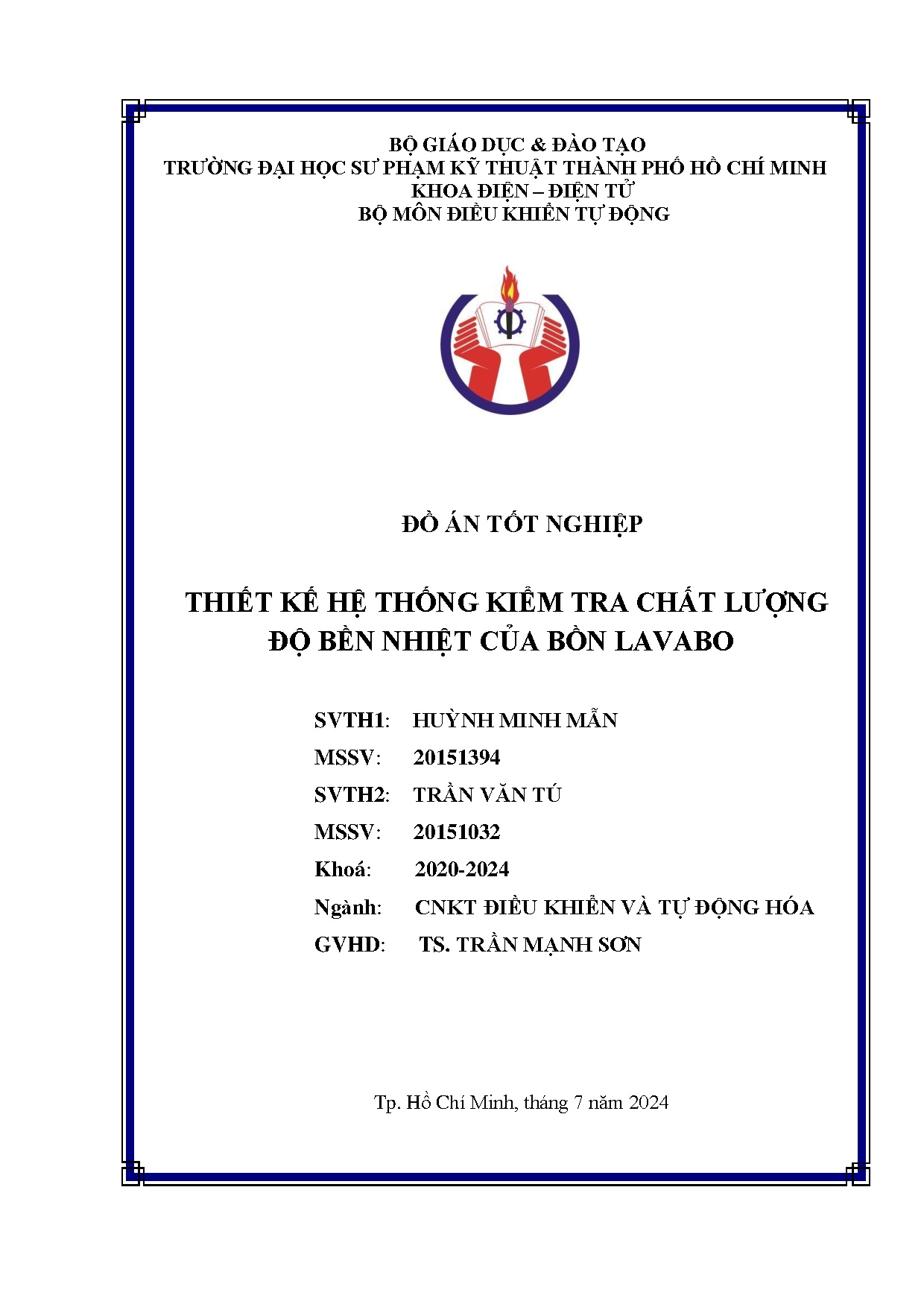 Đồ án tốt nghiệp - Thiết kế hệ thống kiểm tra chất lượng độ bền nhiệt của bồn lavabo