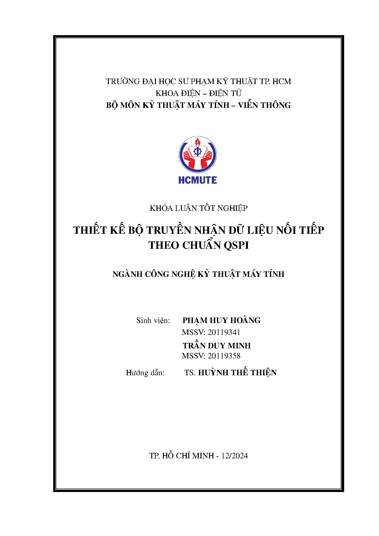 Đồ án tốt nghiệp - Thiết kế bộ truyền nhận dữ liệu nối tiếp theo chuẩn QSPI