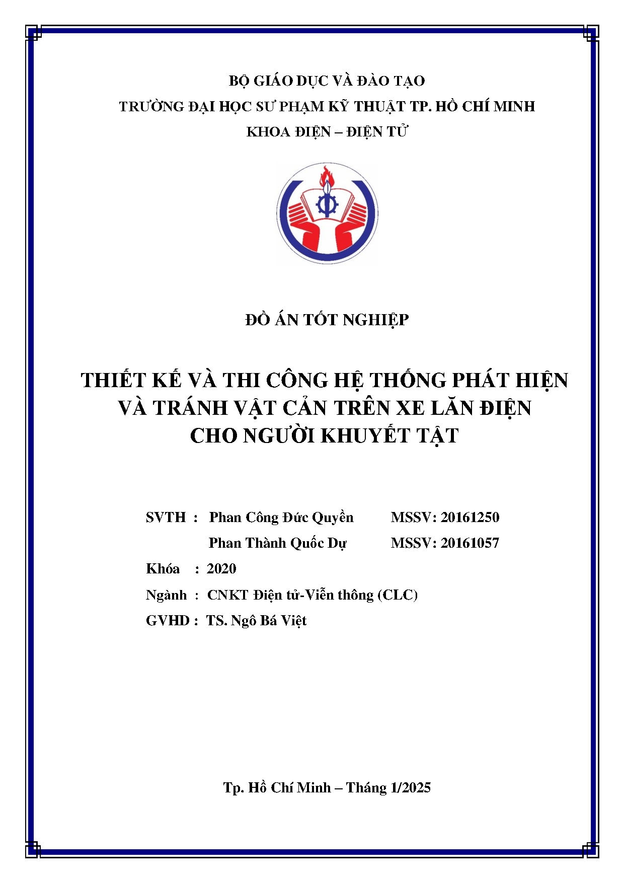 Đồ án tốt nghiệp - Thiết kế và thi công hệ thống phát hiện và tránh vật cản trên xe lăn điện cho NKT