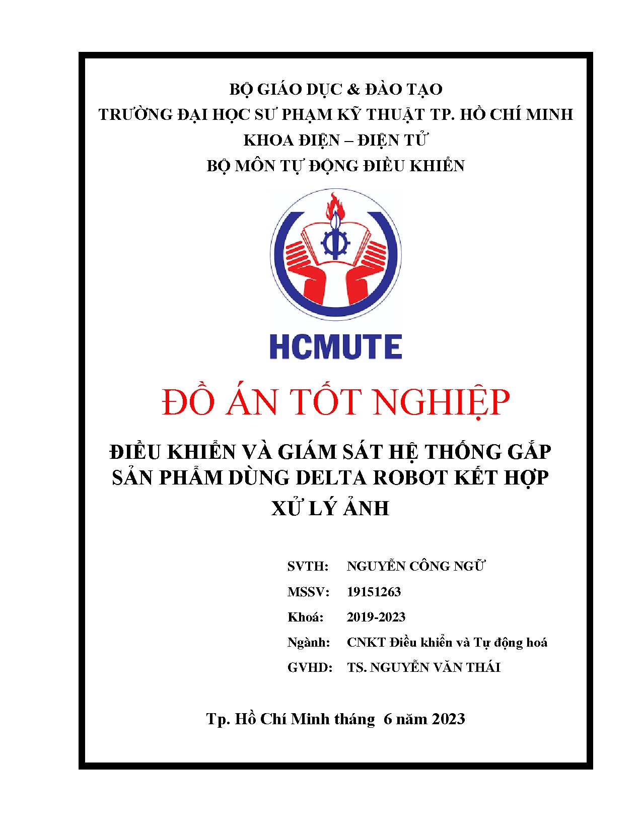 Đồ án tốt nghiệp - Điều khiển và giám sát hệ thống gắp sản phẩm dùng Delta Robot kết hợp xử lý ảnh