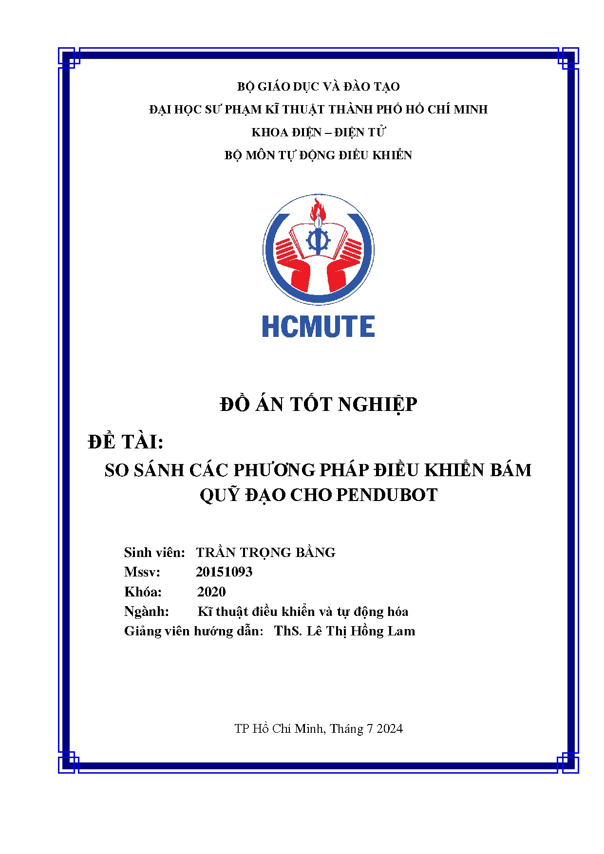 Đồ án tốt nghiệp - So sánh các phương pháp điều khiển bám quỹ đạo cho Pendubot