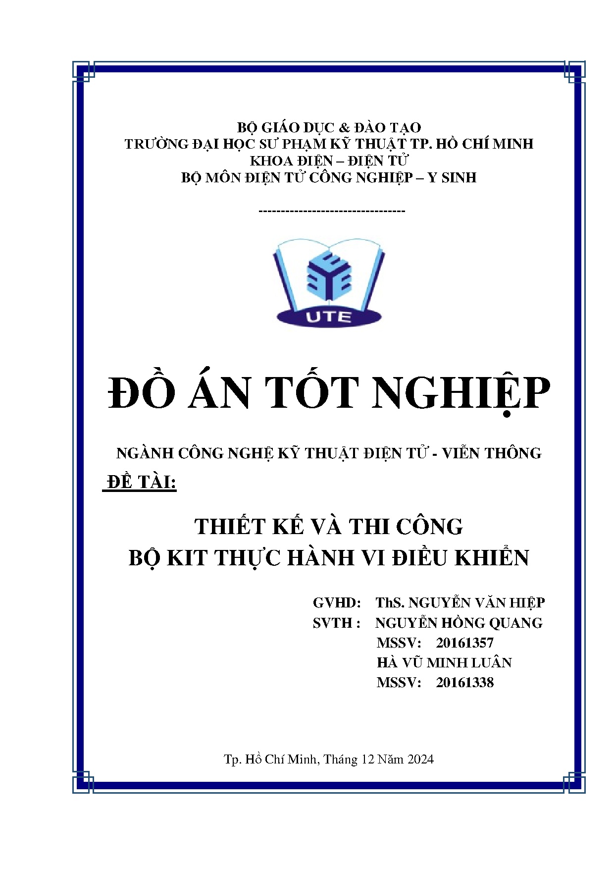 Đồ án tốt nghiệp - Thiết kế và thi công Bộ KIT thực hành vi điều khiển