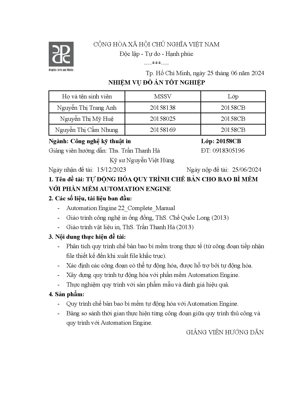 Đồ án tốt nghiệp - Tự động hóa quy trình chế bản cho bao bì mềm với phần mềm Automation Engine - Trang 2