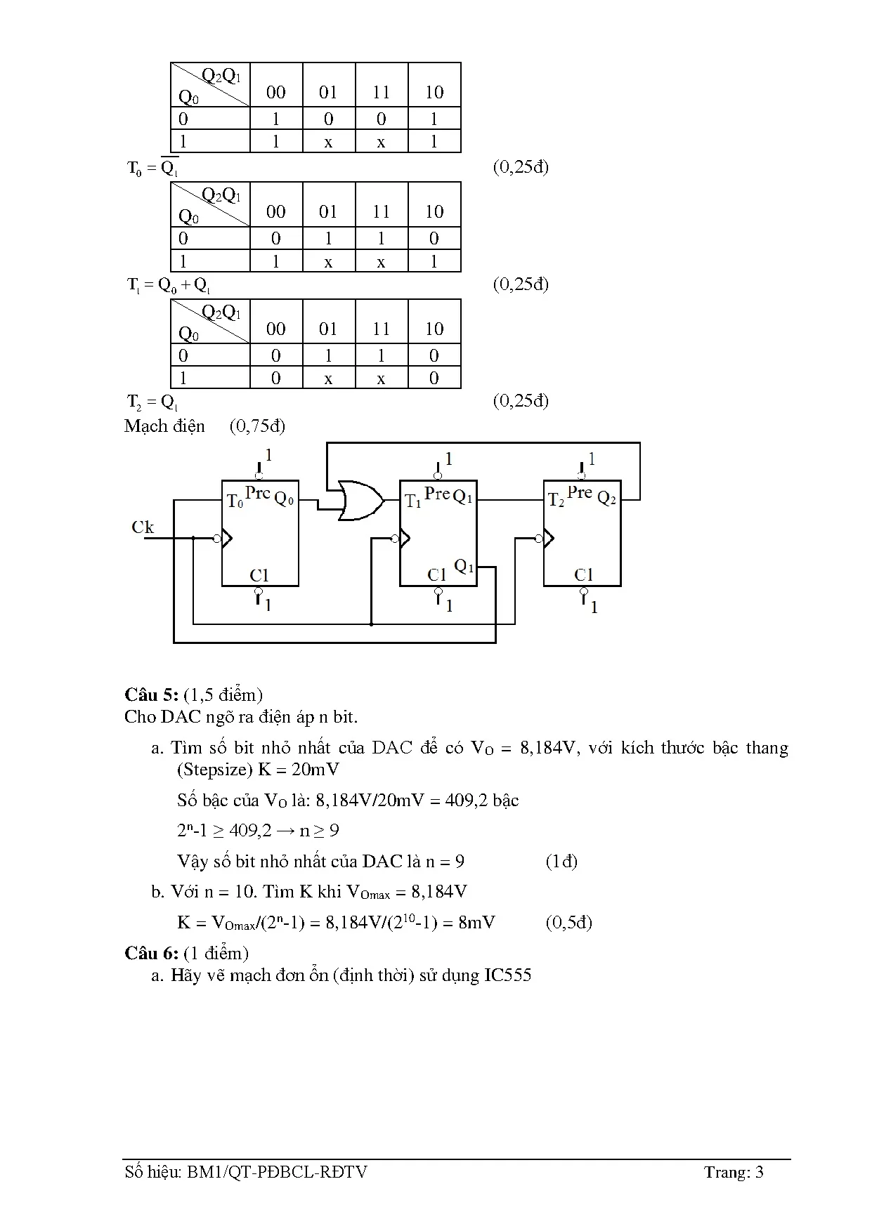 Đề thi kĩ thuật số - Trang 3