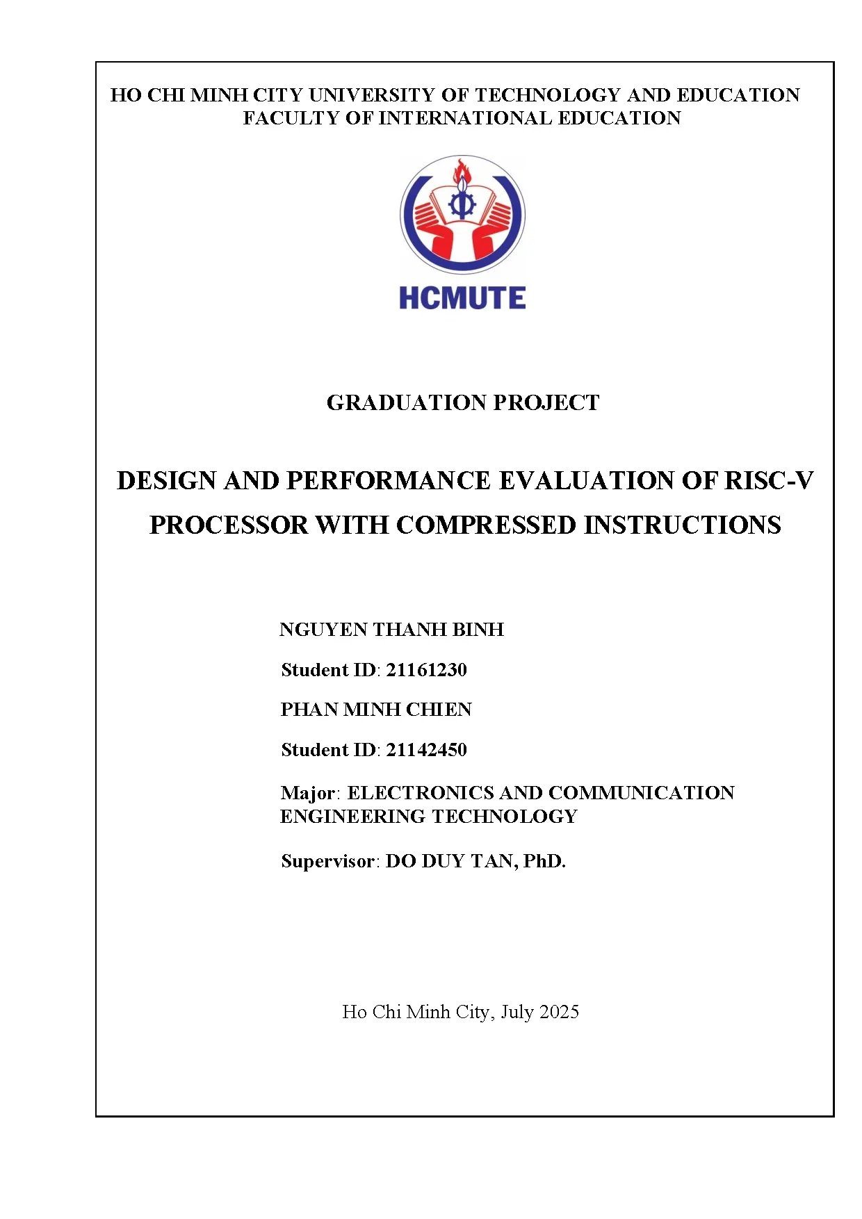 Đồ án tốt nghiệp - Design and performance evaluation of Risc-V processor with compressed I
