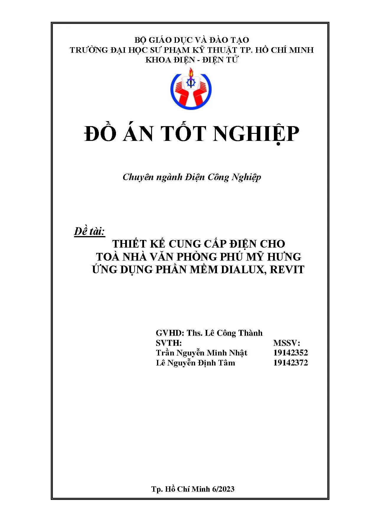 Đồ án tốt nghiệp - Thiết kế cung cấp điện cho tòa nhà văn phòng Phú Mỹ Hưng ứng dụng phần mềm DR