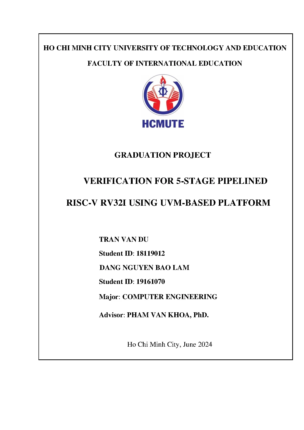 Đồ án tốt nghiệp - Verification For 5-Stage Pipelined RISC-V RV32I Using UVM-Based Platform