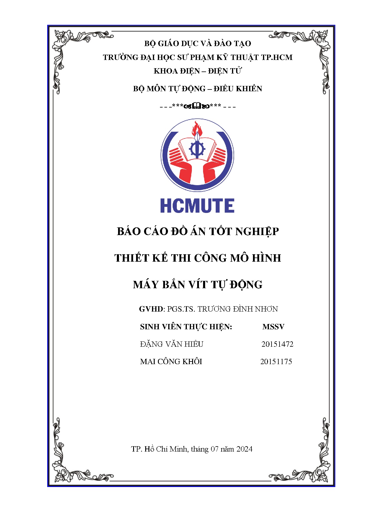 Đồ án tốt nghiệp - Thiết kế và thi công mô hình máy bắn vít tự động