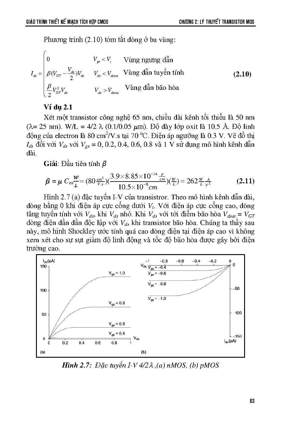 Giáo trình thiết kế mạch tích hợp CMOS (HCMUTE) - Trang 65