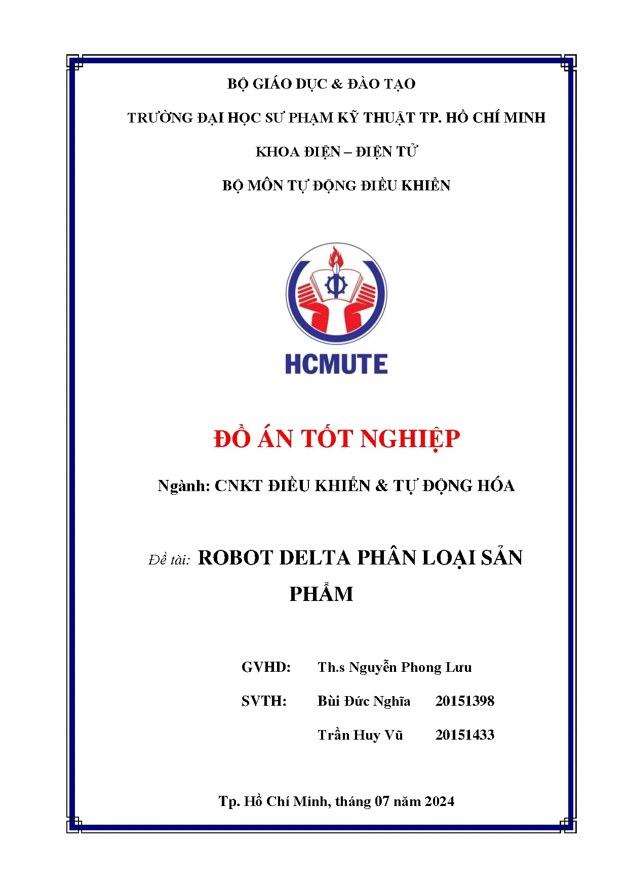 Đồ án tốt nghiệp - Robot delta phân loại sản phẩm
