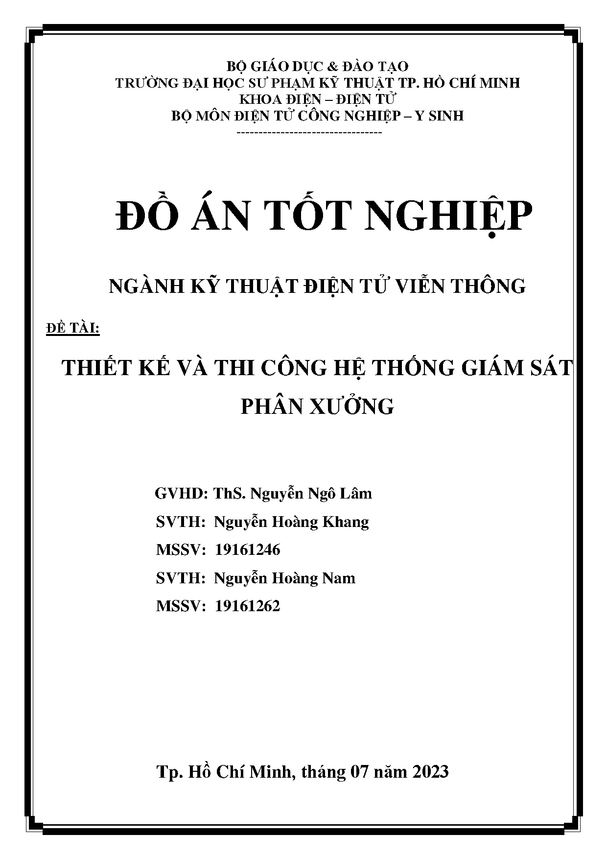Đồ án tốt nghiệp - Thiết kế và thi công hệ thống giám sát phân xưởng