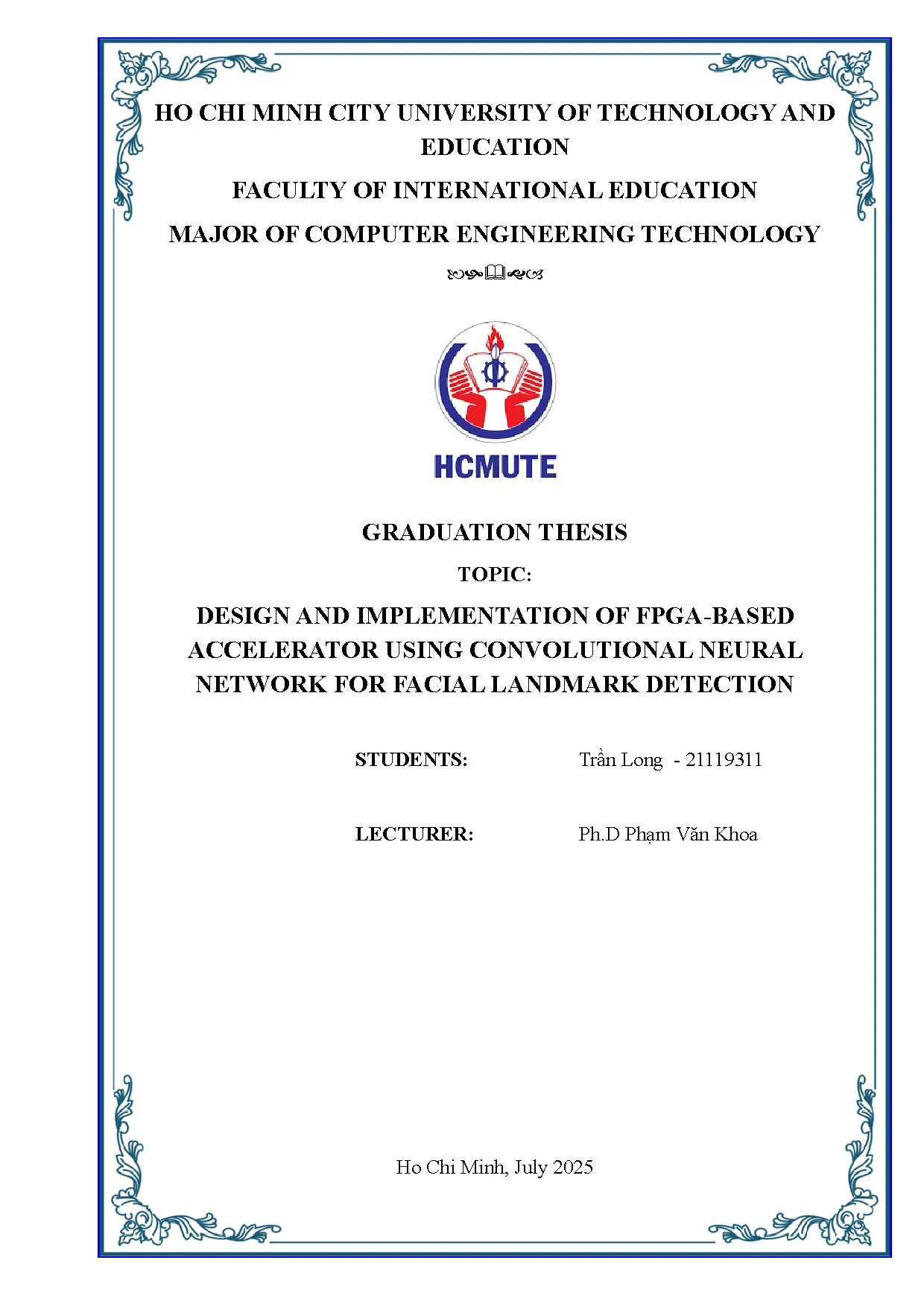 Đồ án tốt nghiệp - Design and implementation of FPGA-BASED accelerator using convolutional NNFFLD