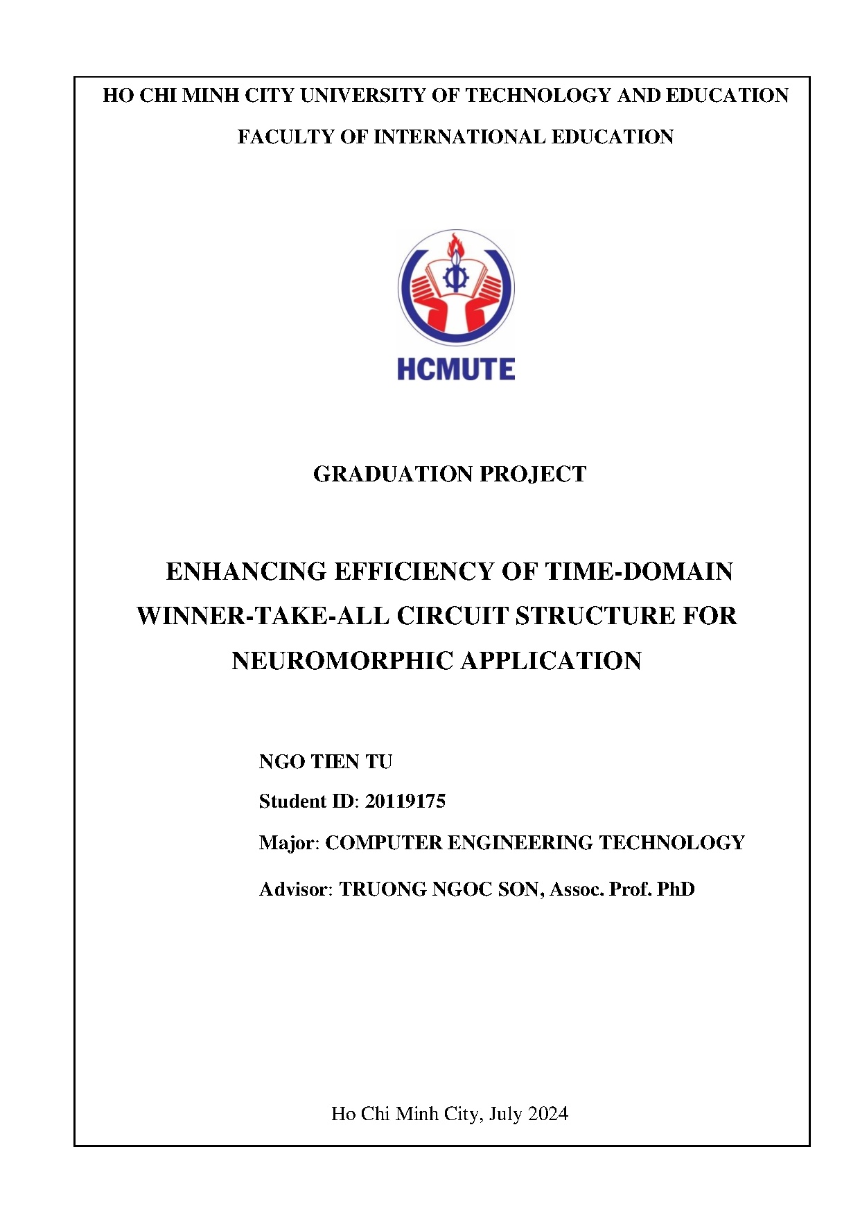 Đồ án tốt nghiệp - Enhancing efficiency of time-domain winner-take-all circuit structure for NA