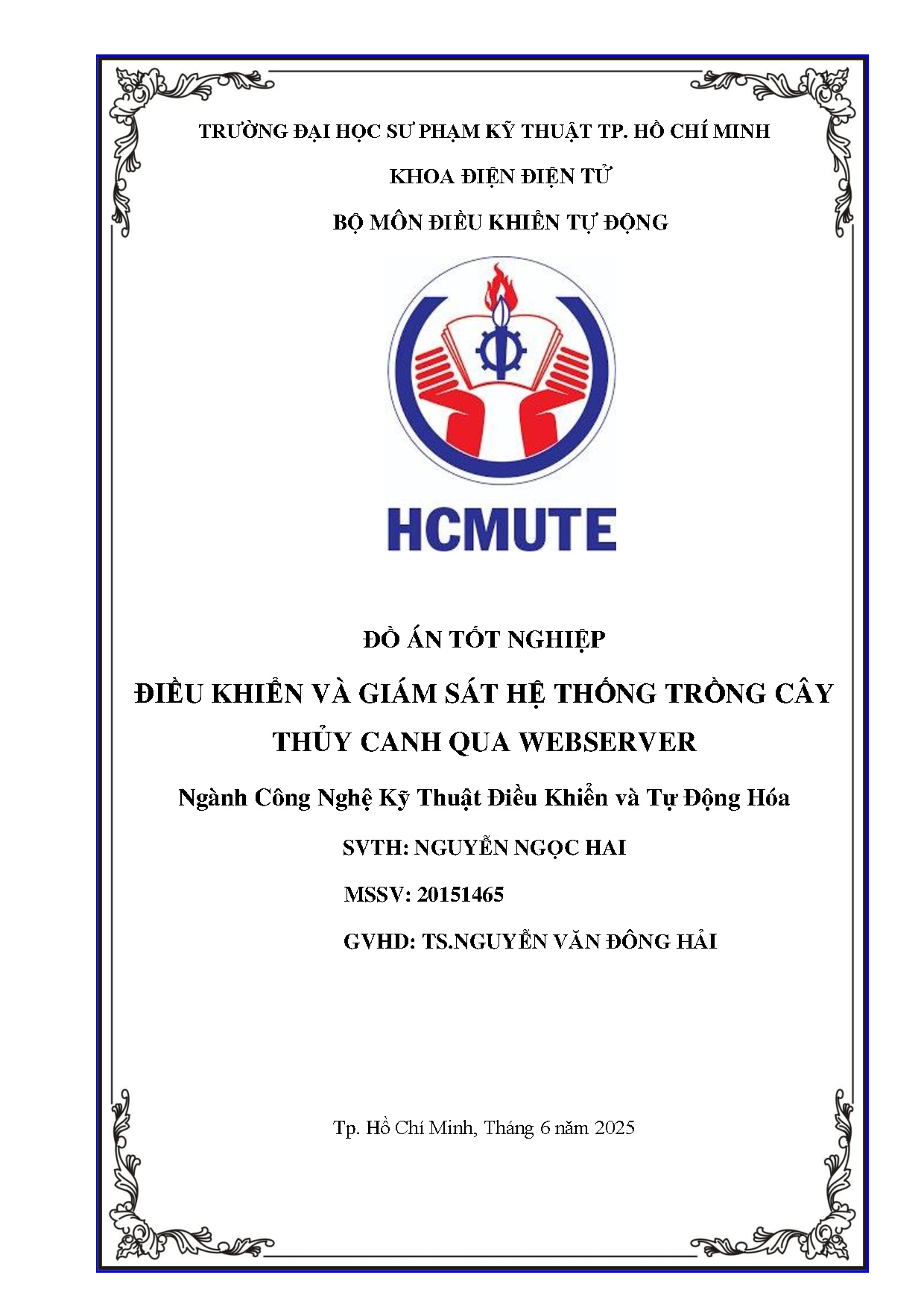 Đồ án tốt nghiệp - Điều khiển và giám sát hệ thống trồng cây thủy canh qua Webserver