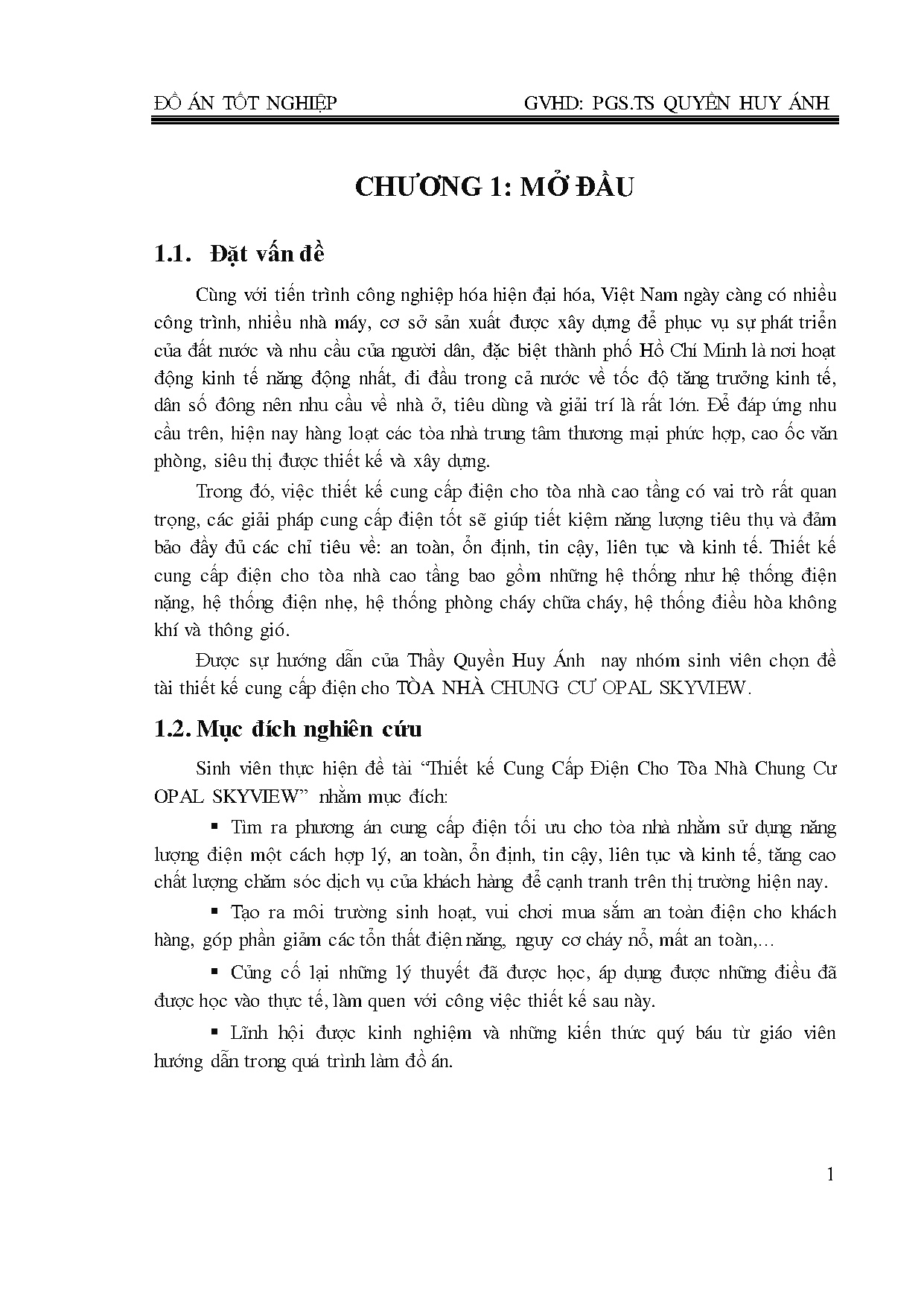Đồ án tốt nghiệp - Thiết kế hệ thống cung cấp điện cho tòa nhà Opal SkyView