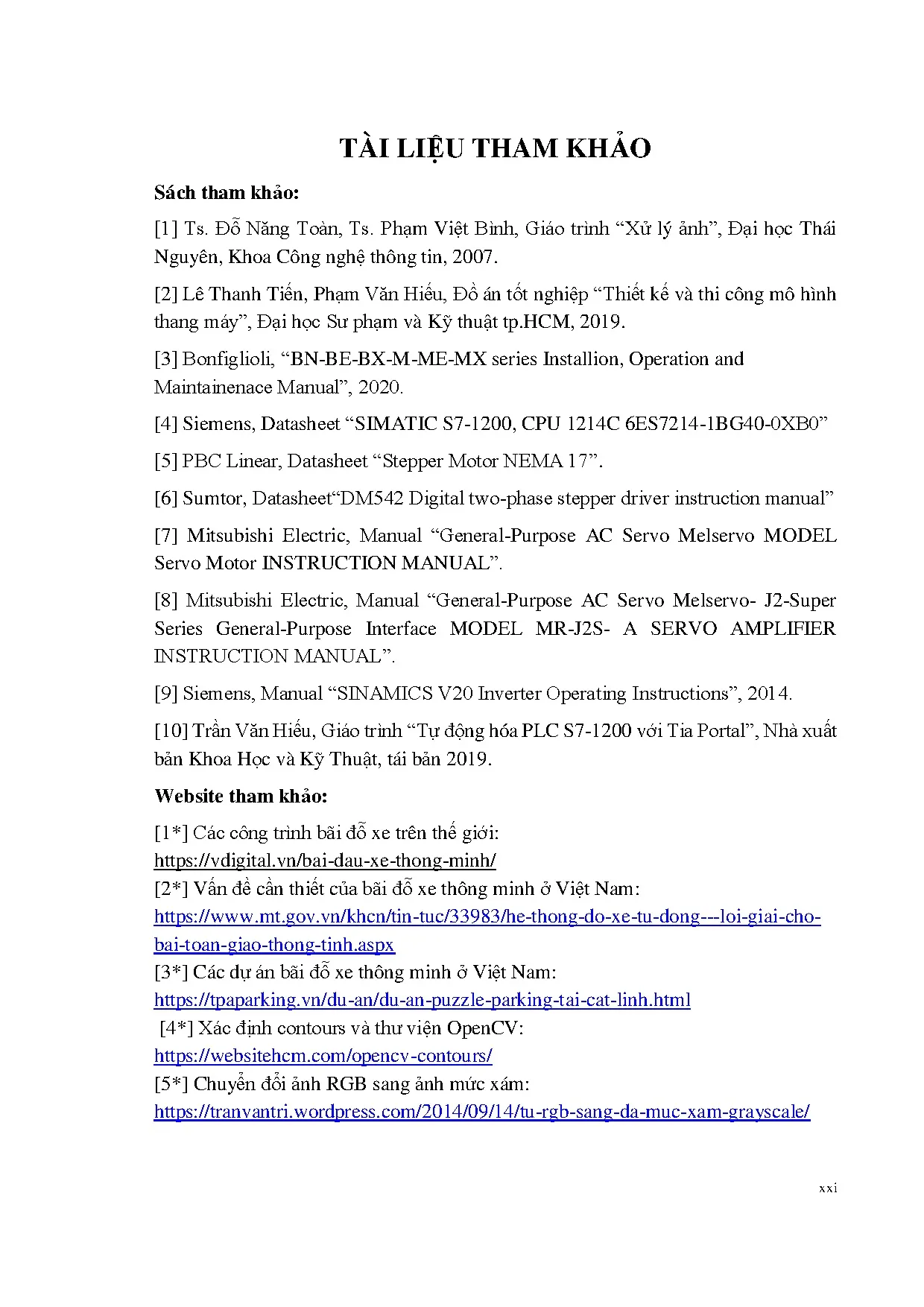 Đồ án tốt nghiệp - Điều khiển và giám sát mô hình bãi đỗ xe thông minh ứng dụng PLC S7-1200 - Trang 120