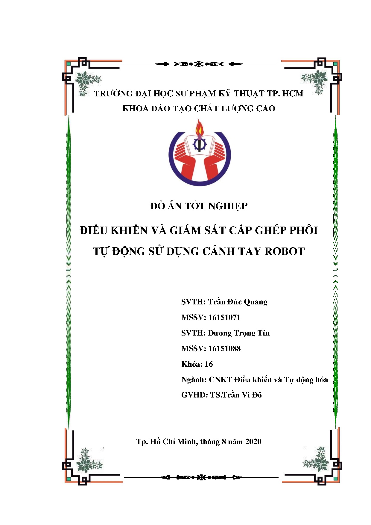 Đồ án tốt nghiệp - Điều khiển và giám sát cấp ghép phôi tự động sử dụng cánh tay robot