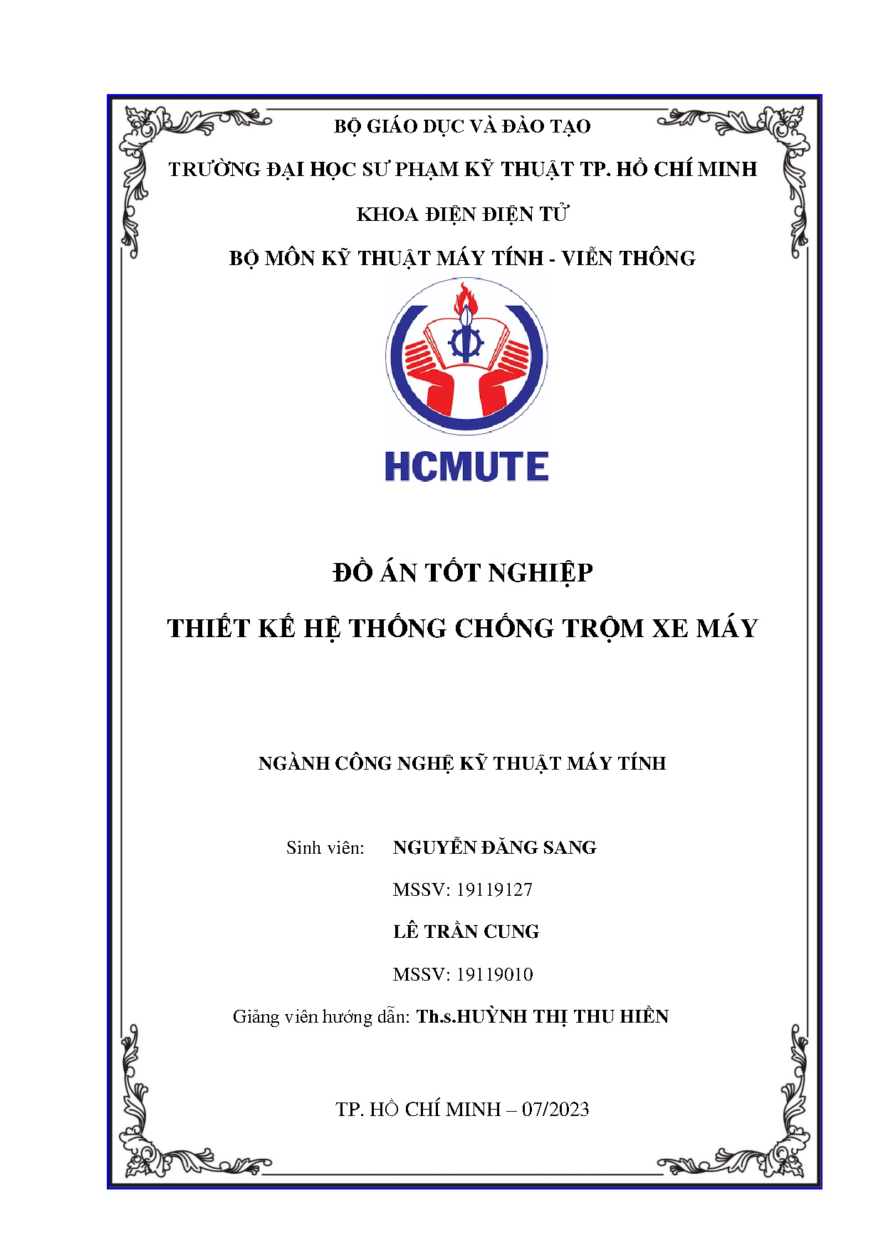 Đồ án tốt nghiệp - Thiết kế hệ thống chống trộm xe máy