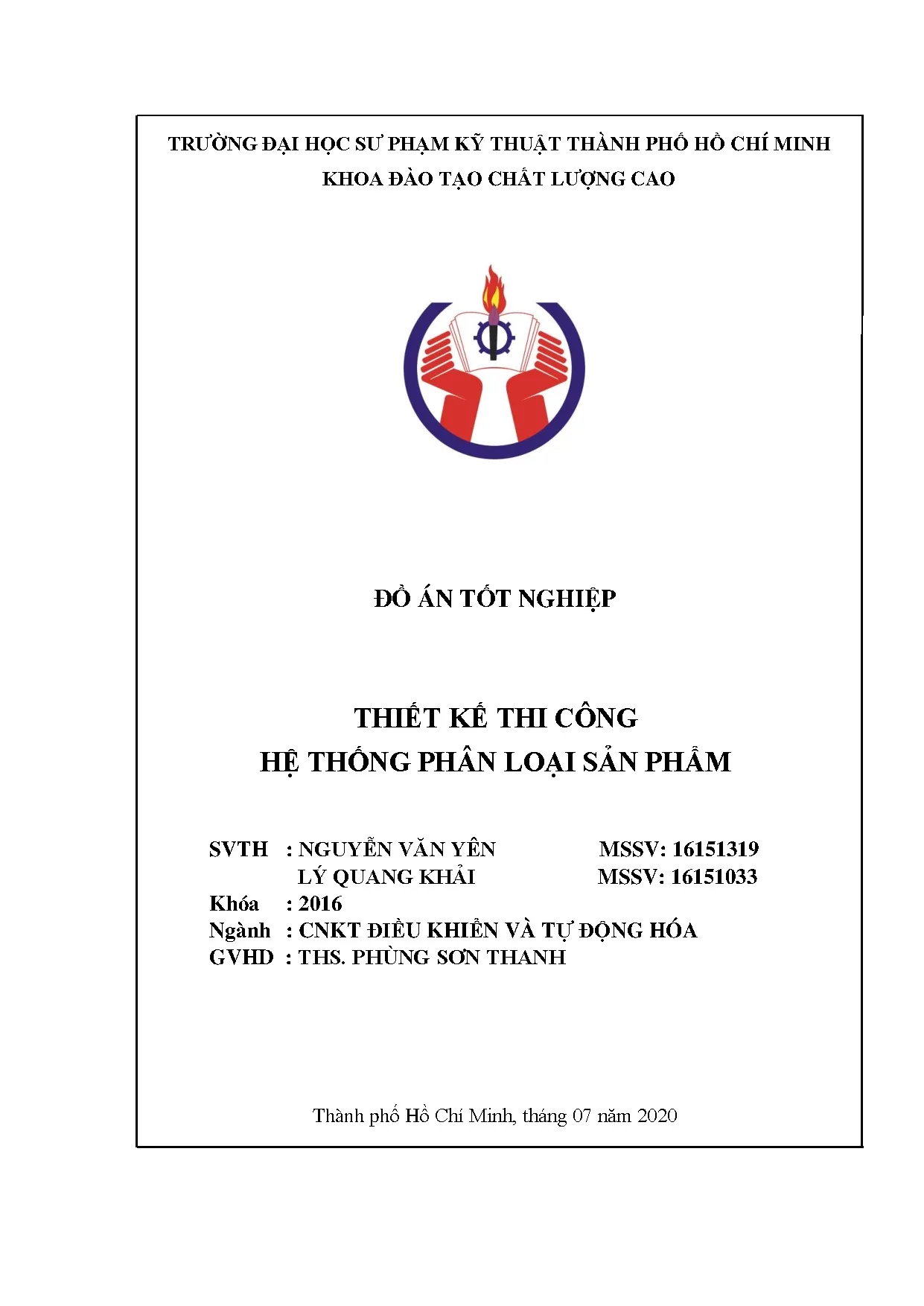 Đồ án tốt nghiệp - Thiết kế thi công hệ thống phân loại sản phẩm