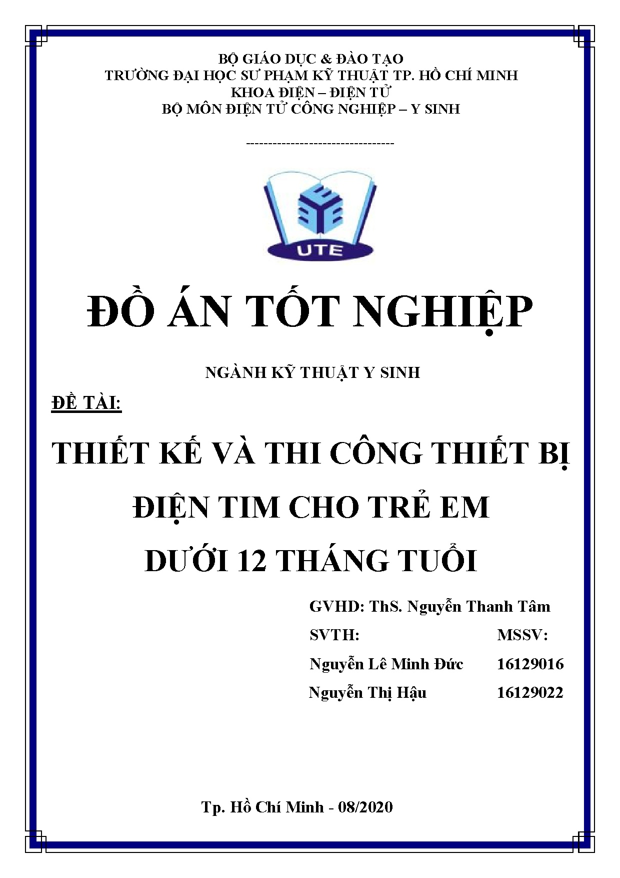 Đồ án tốt nghiệp - Thiết kế và thi công thiết bị điện tim cho trẻ em dưới 12 tháng tuổi