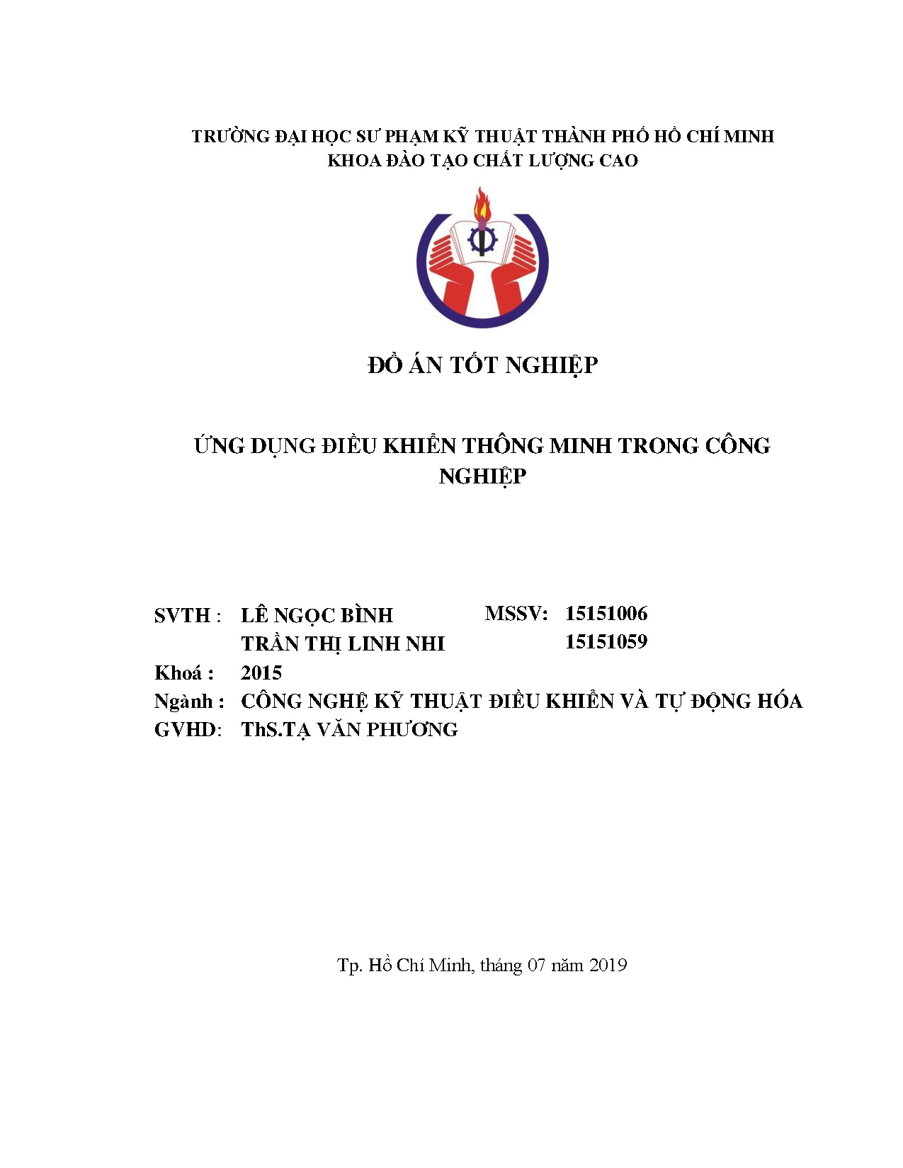 Đồ án tốt nghiệp - Ứng dụng điều khiển thông minh trong công nghiệp