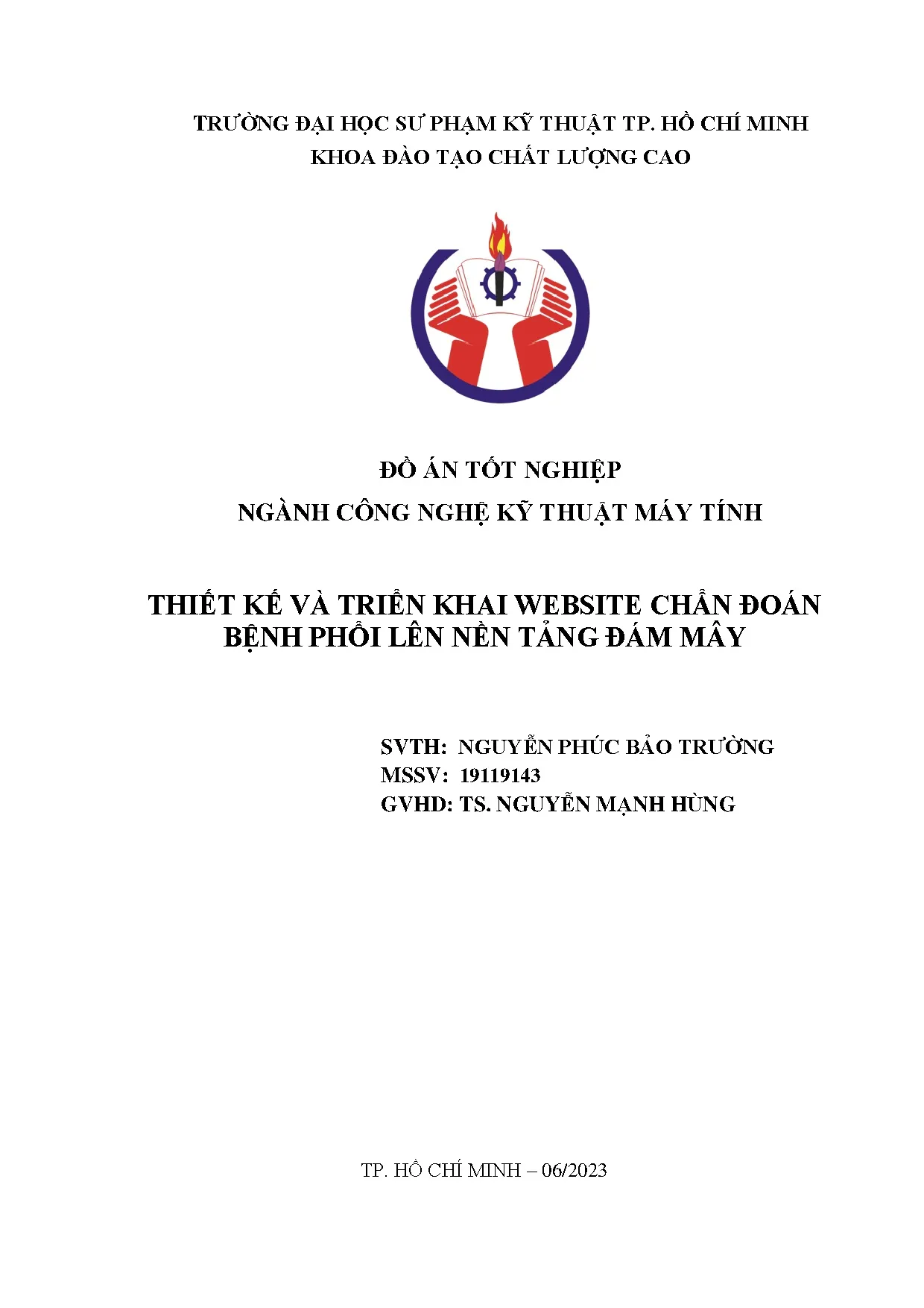 Đồ án tốt nghiệp - Thiết kế và triển khai website chẩn đoán bệnh phổi lên nền tảng đám mây