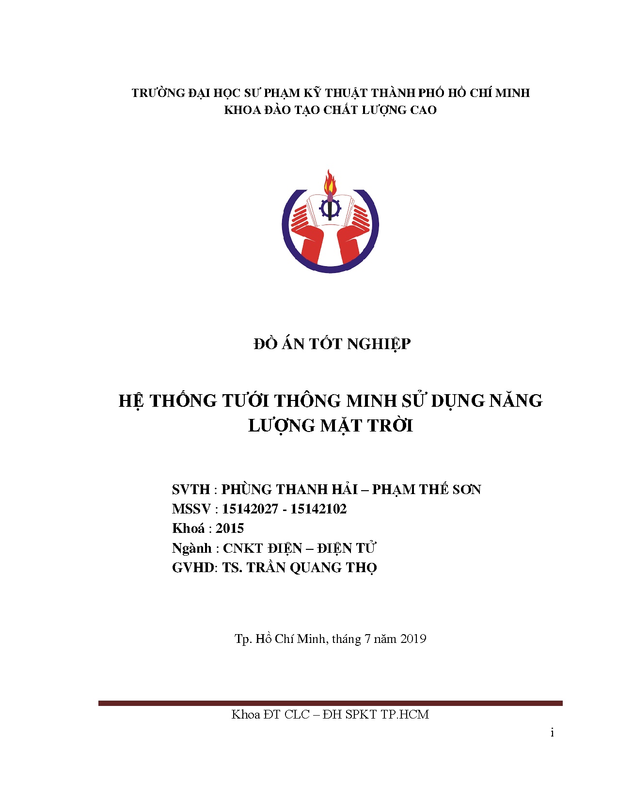 Đồ án tốt nghiệp - Hệ thống tưới thông minh sử dụng năng lượng mặt trời