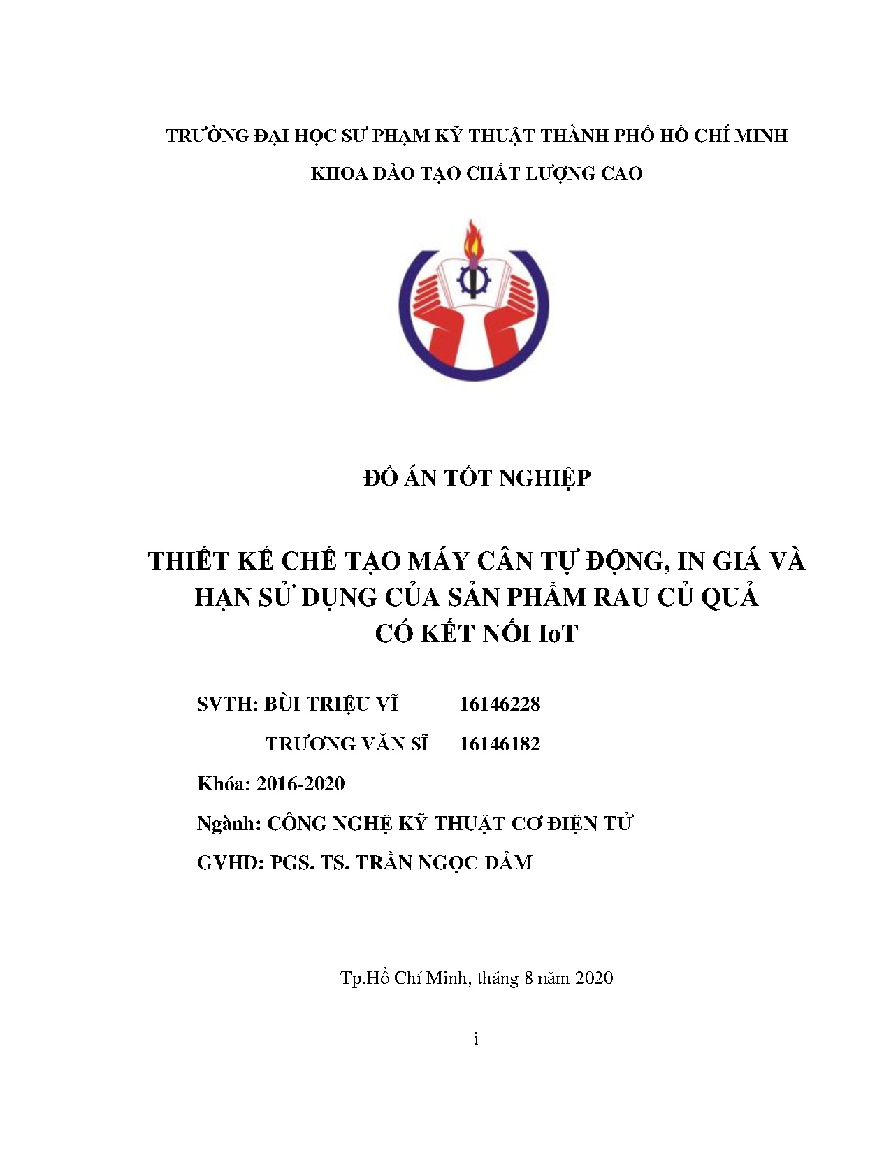 Đồ án tốt nghiệp - Thiết kế chế tạo máy cân tự động, in giá và hạn sử dụng của sản phẩm rau củ QCKNI